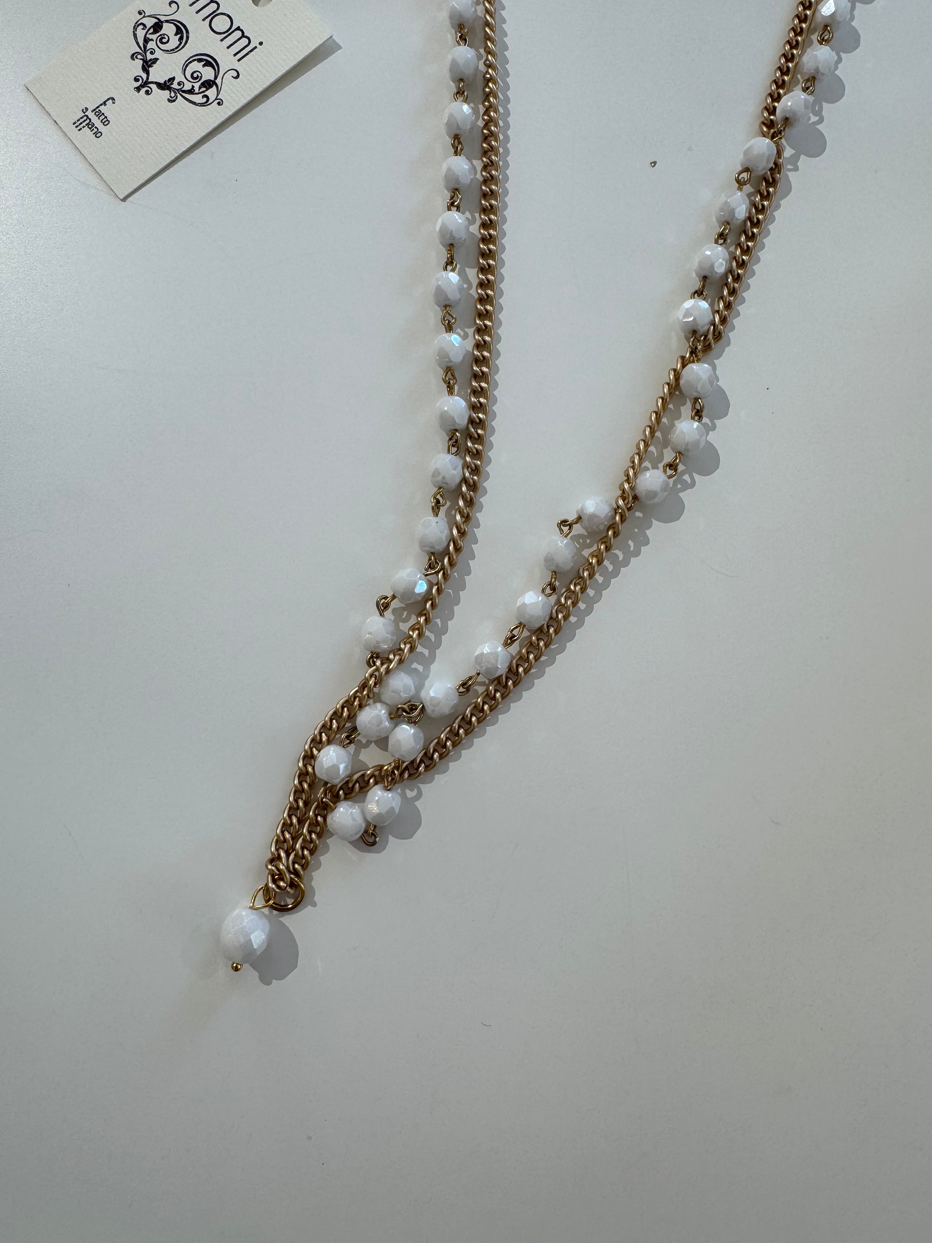 Collana Momi modello Giada - doppia catenina CRISTALLI + CATENINA ORO