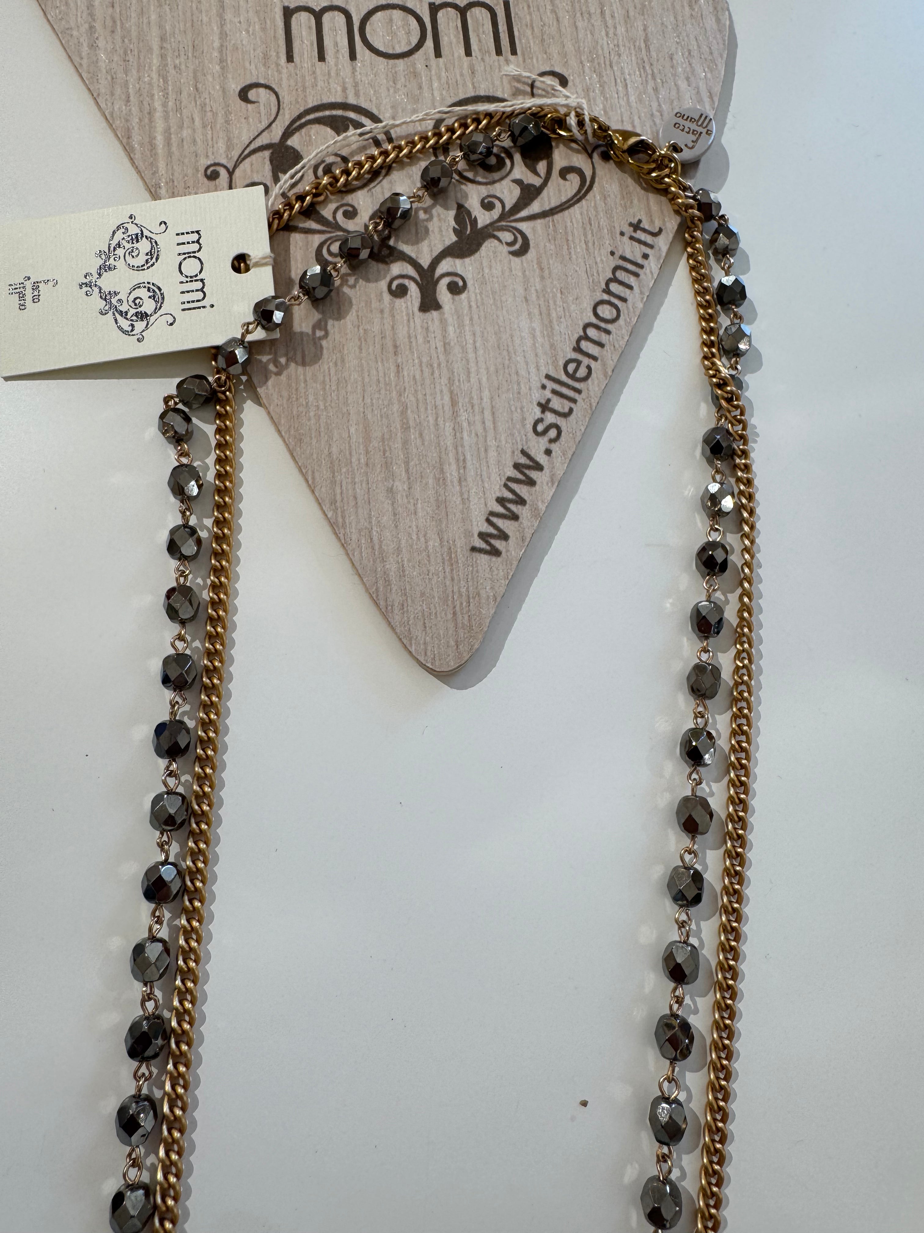 Collana Momi modello Giada - doppia catenina CRISTALLI + CATENINA ORO