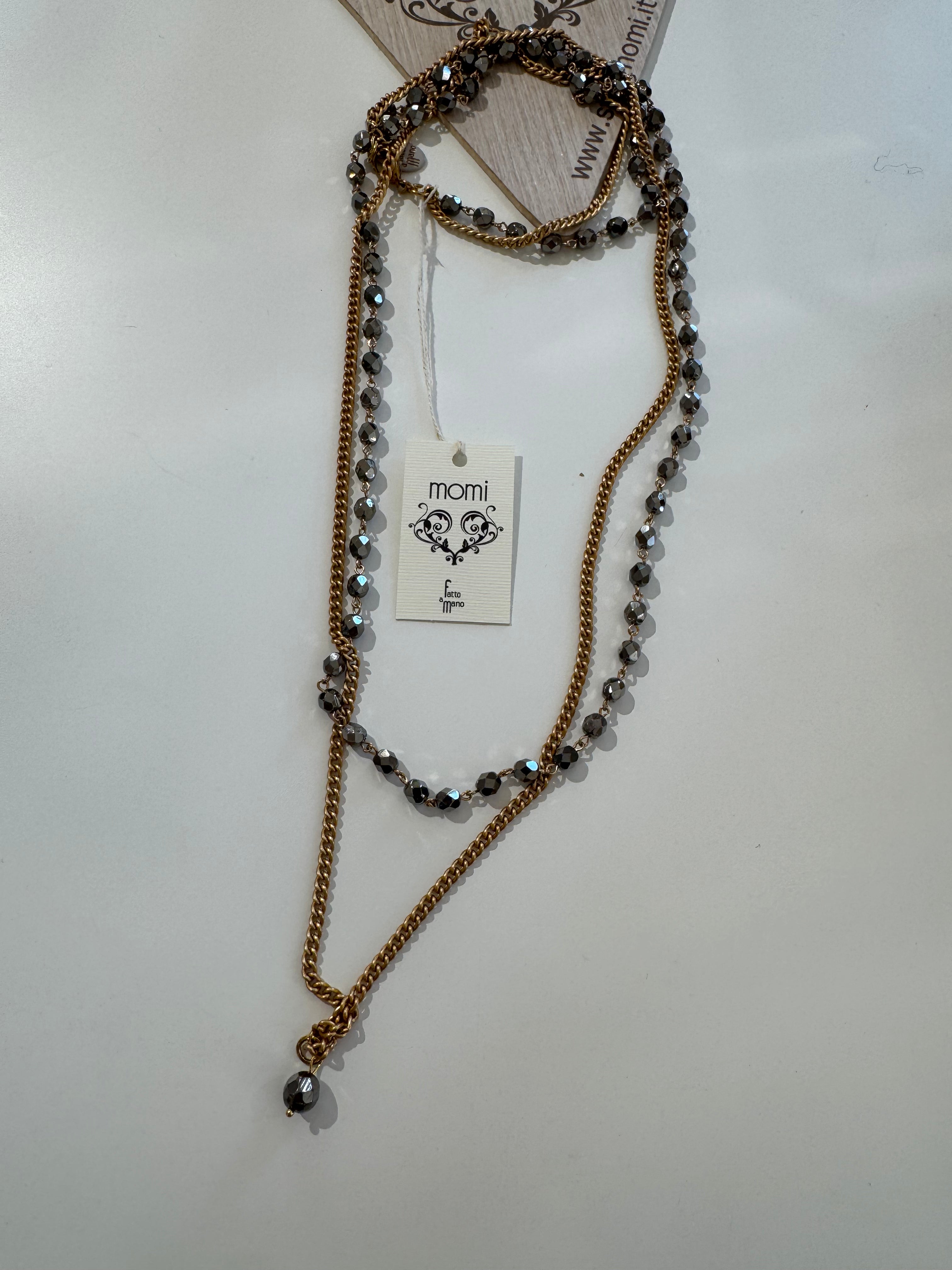 Collana Momi modello Giada - doppia catenina CRISTALLI + CATENINA ORO
