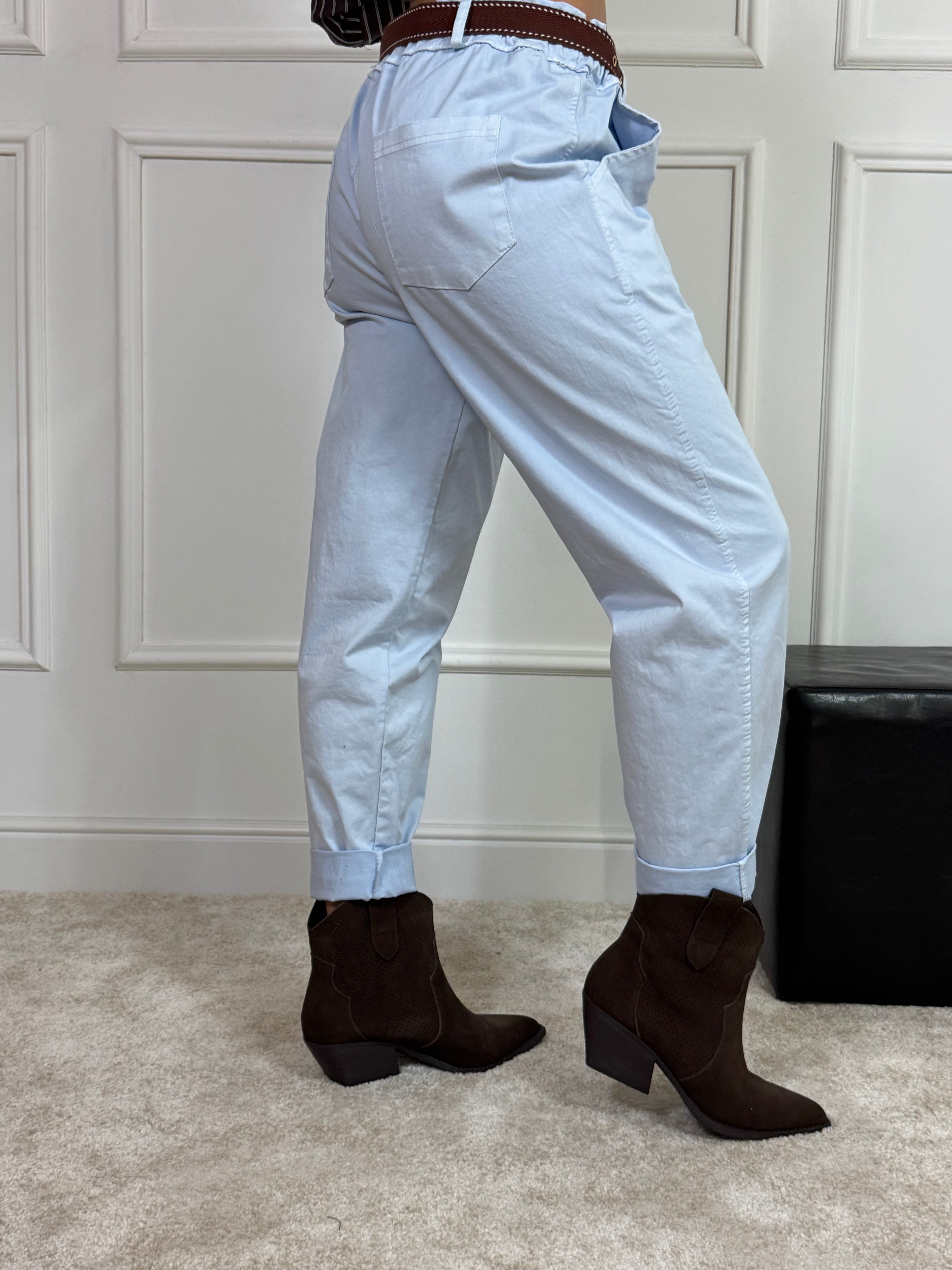 Pantalone caramella Victoria ILMH in cotone elasticizzato e cintura