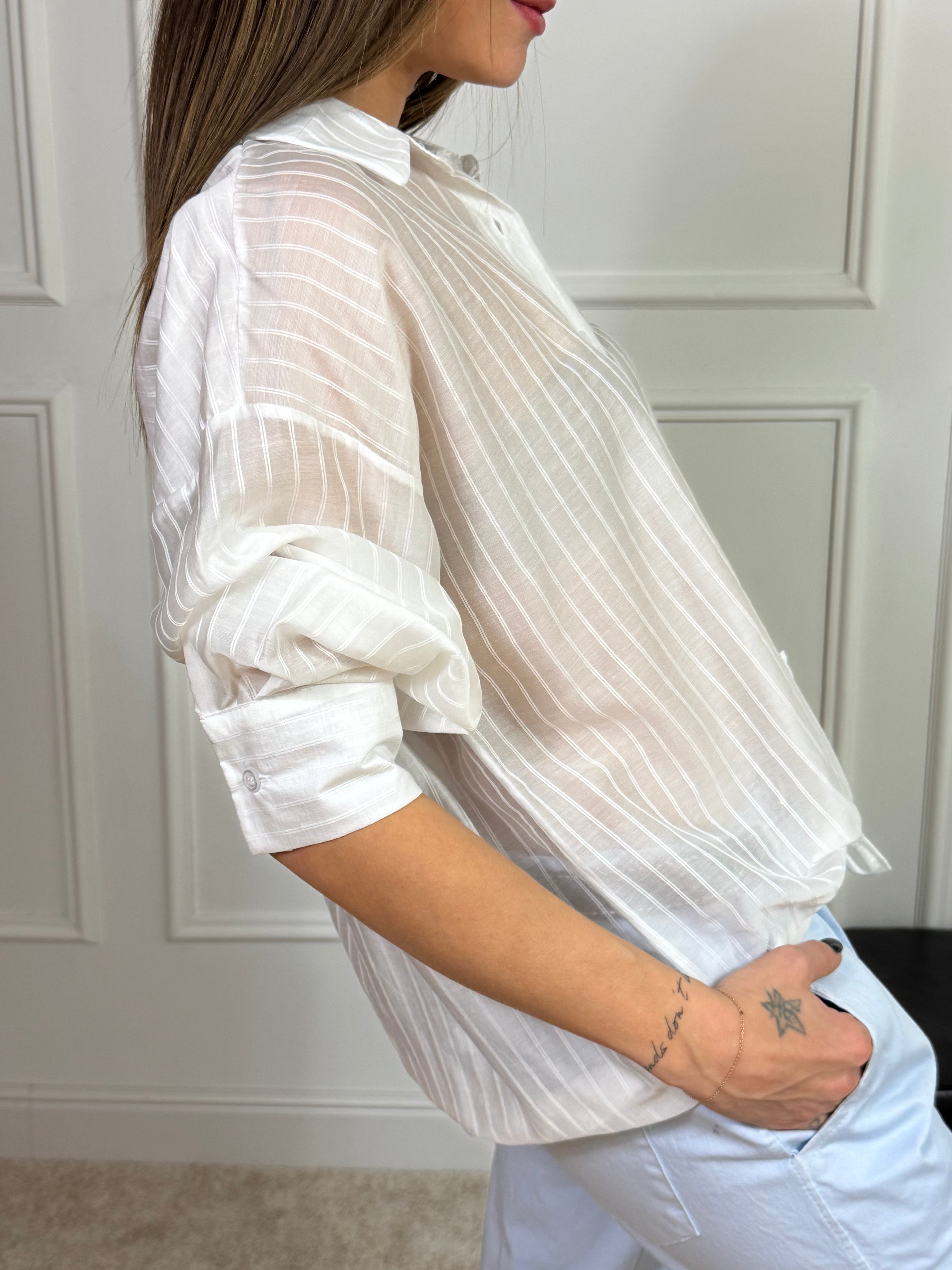 Camicia over misto lyocell Victoria ILMH righine verticali