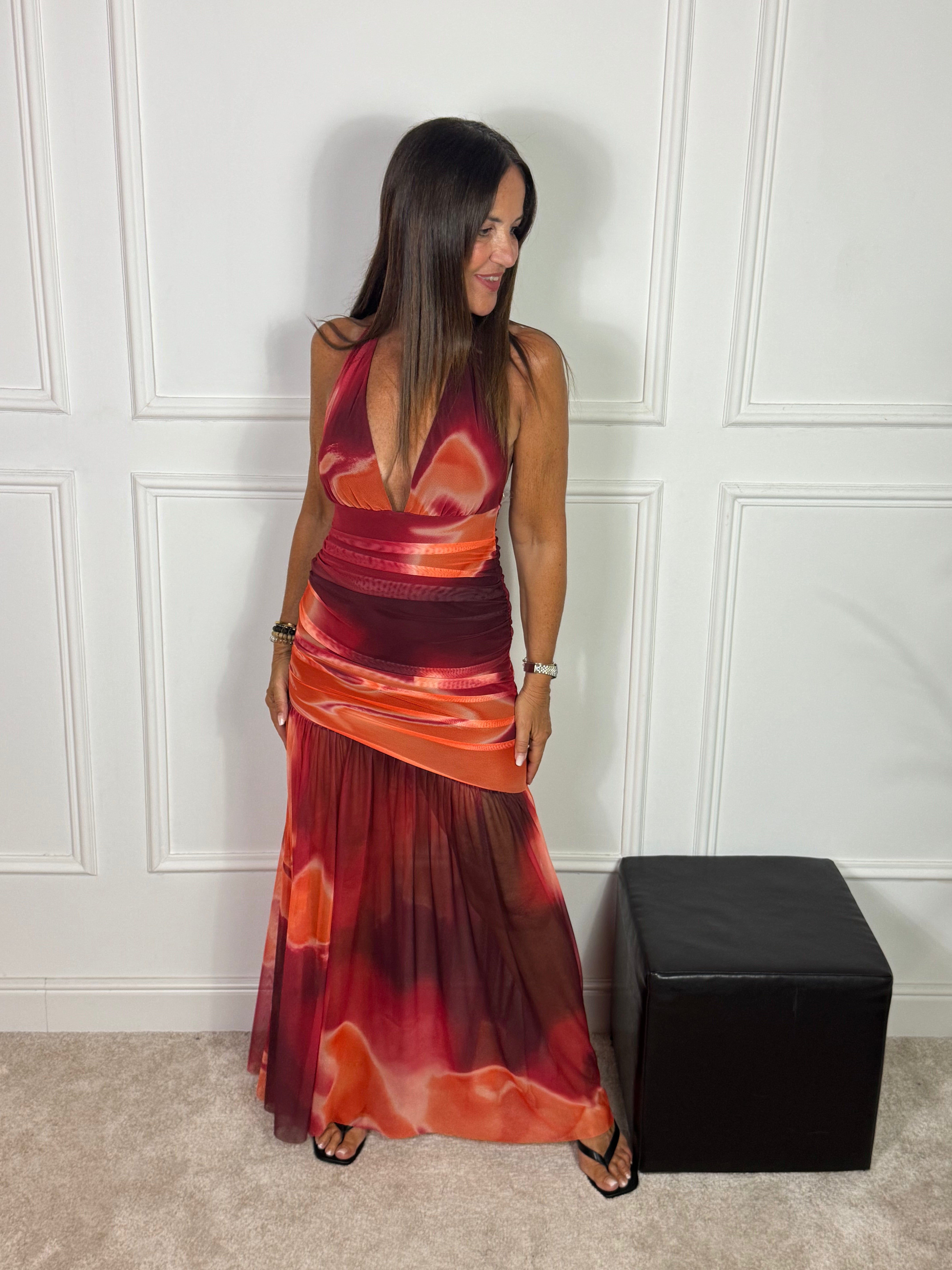 Abito / Copricostume in tulle con drappeggi sirena Victoria ILMH TRAMONTO