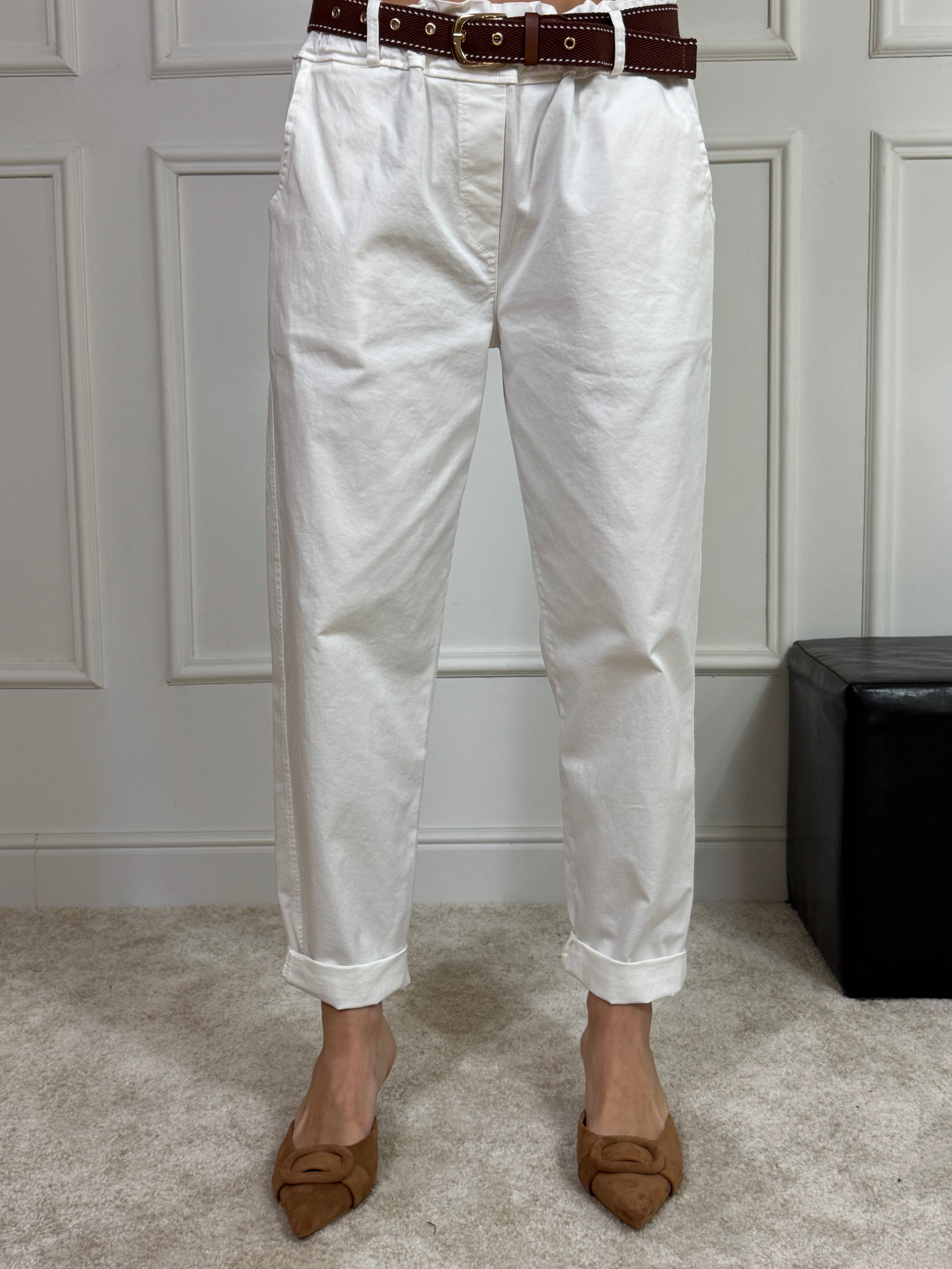 Pantalone caramella Victoria ILMH in cotone elasticizzato e cintura