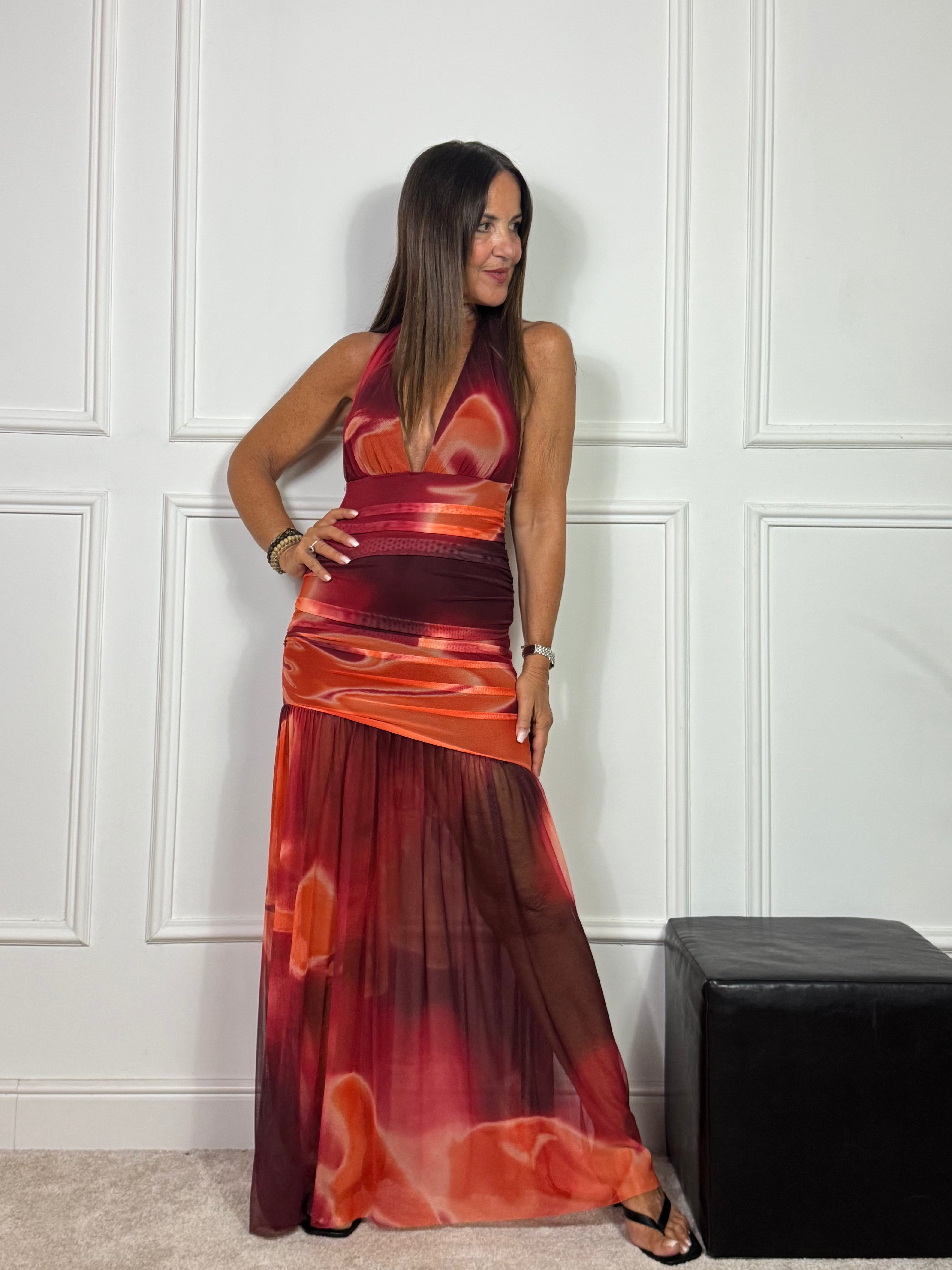 Abito / Copricostume in tulle con drappeggi sirena Victoria ILMH TRAMONTO
