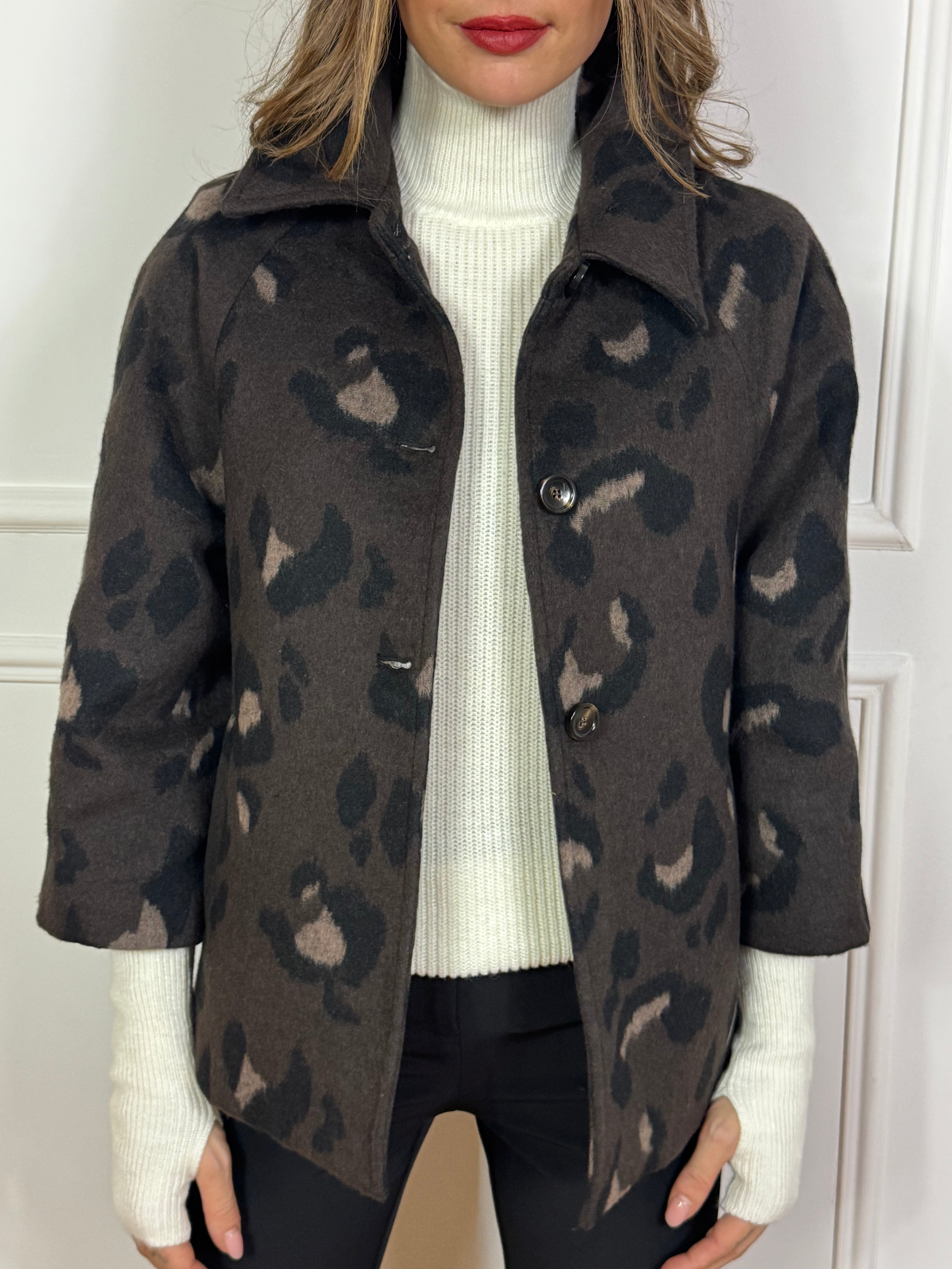 Giacca CABAN MANICA 7/8  Kontatto fantasia MACULATA ANIMALIER