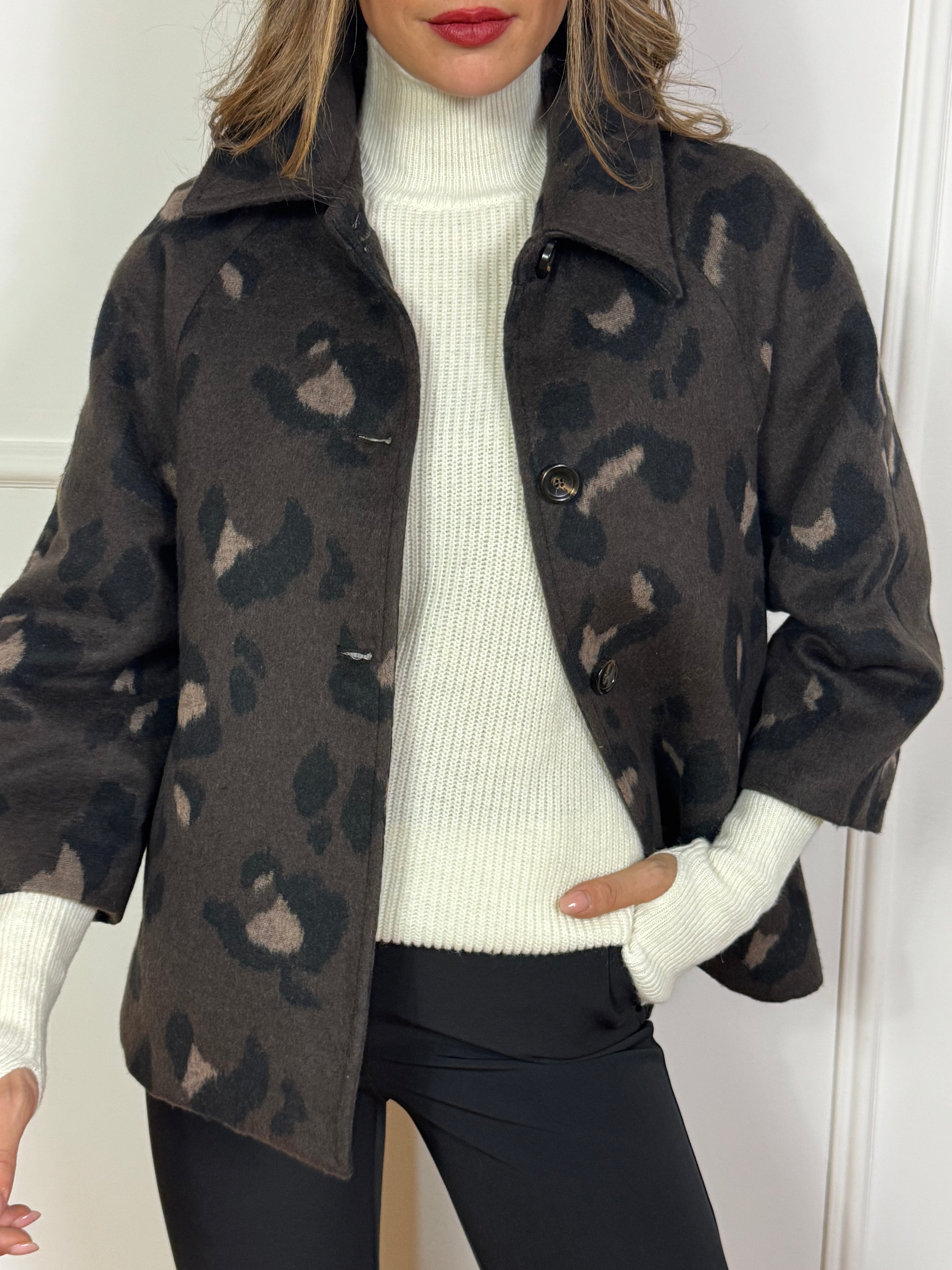 Giacca CABAN MANICA 7/8  Kontatto fantasia MACULATA ANIMALIER