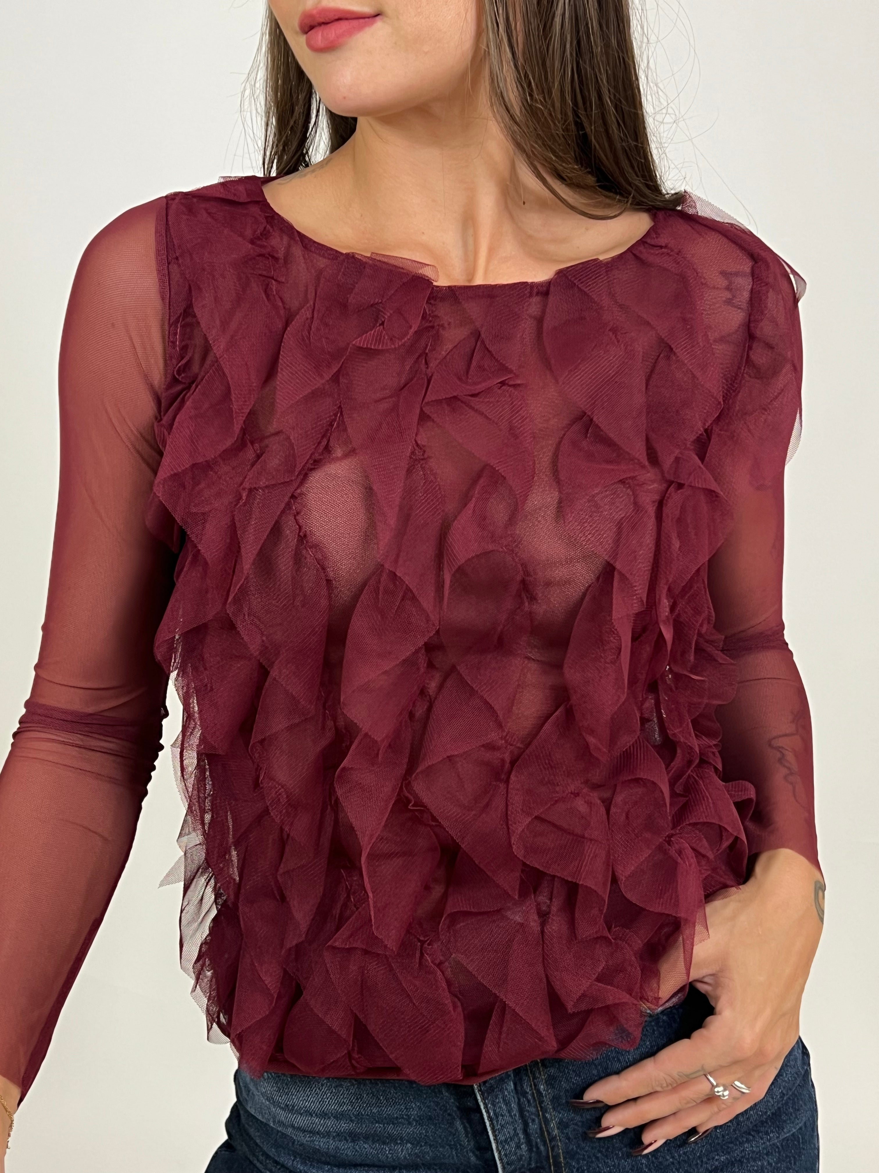 Maglia Susy Mix in tulle con rouches davanti