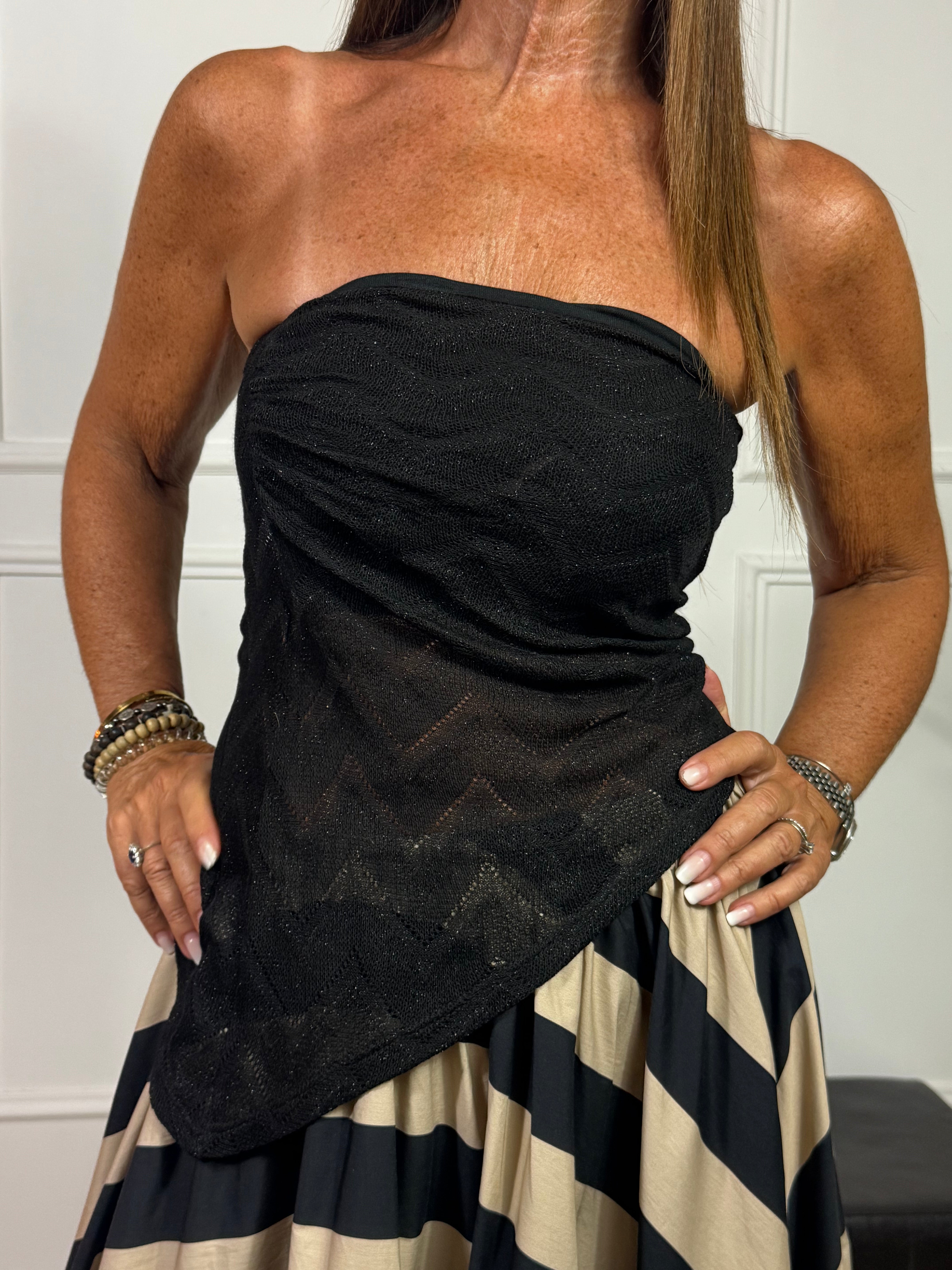 Top Victoria ILMH lurex geometrico A FASCIA ASIMMETRICO