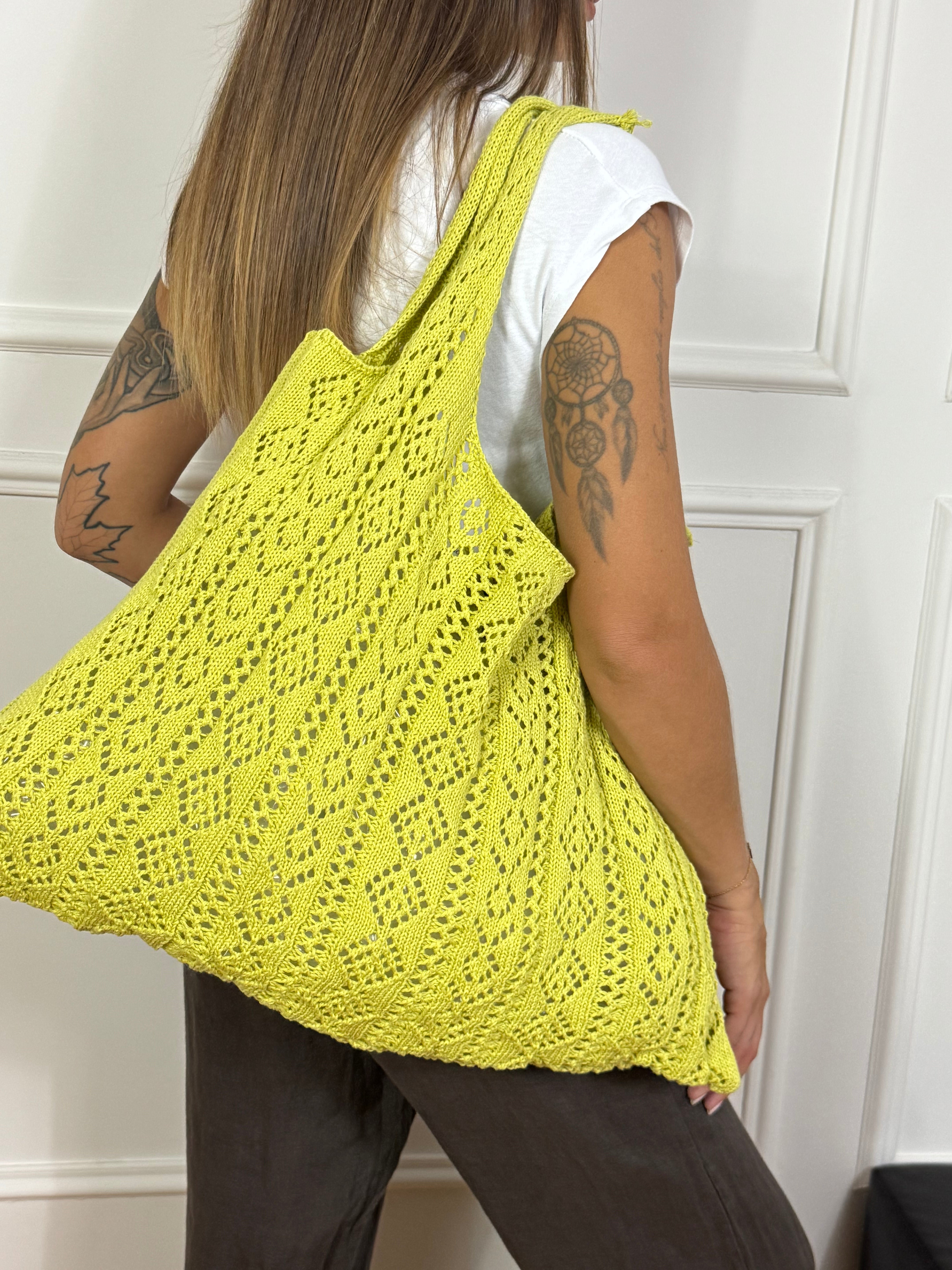 Borsa shopper uncinetto crochet Victoria ILMH tinta unita