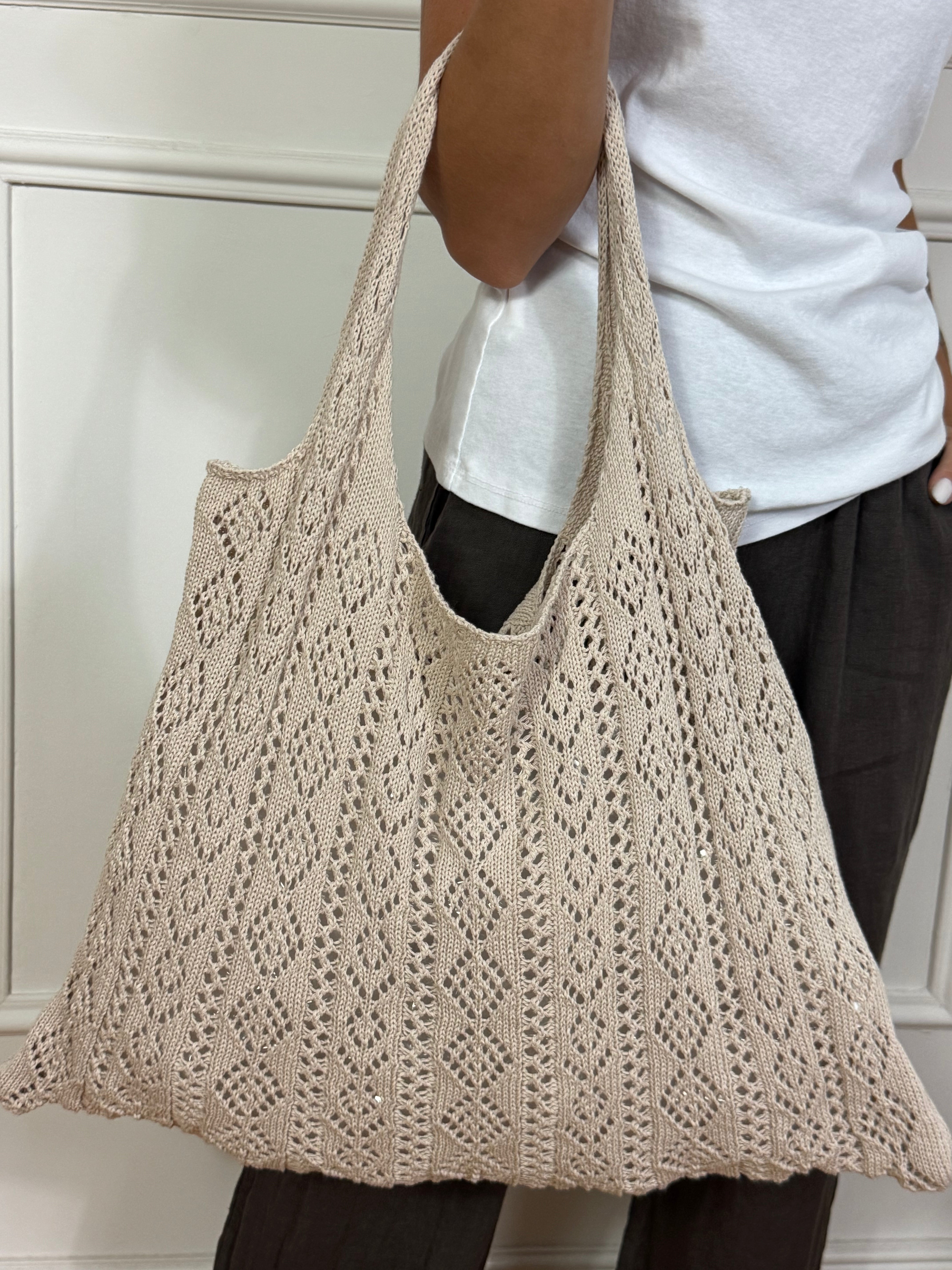 Borsa shopper uncinetto crochet Victoria ILMH tinta unita