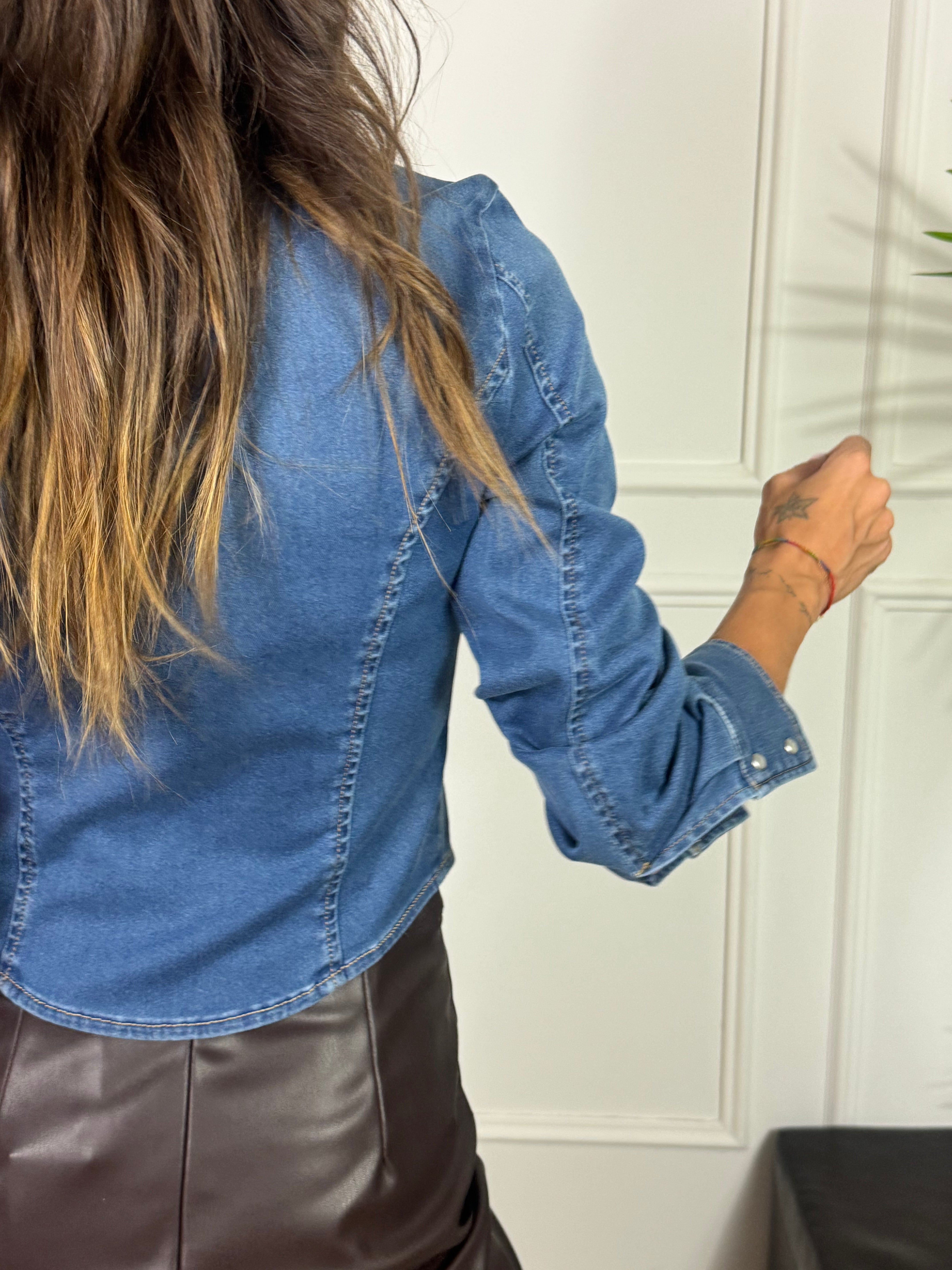 Camicia in denim elasticizzato Have One effetto corpetto