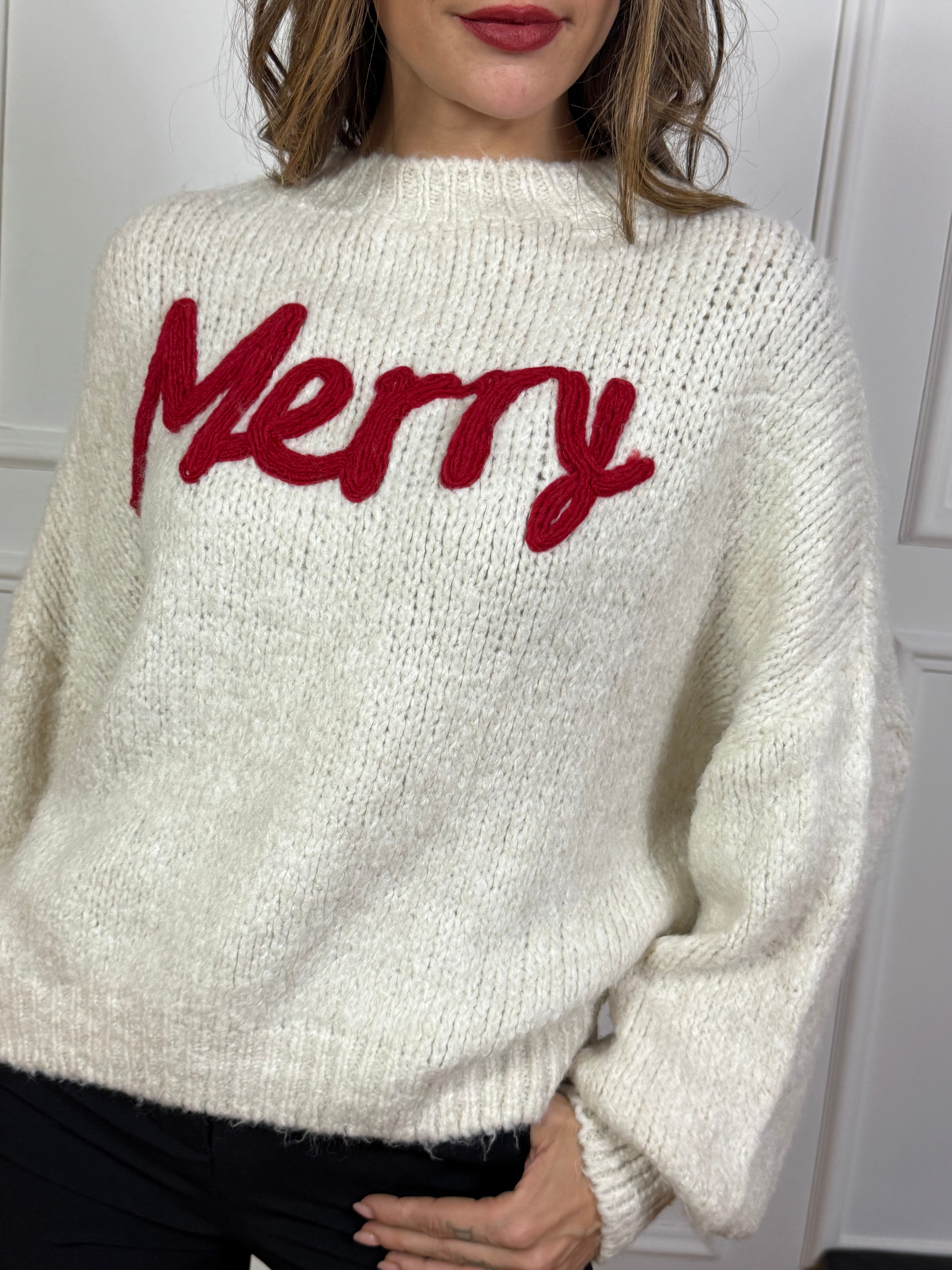 Maglione con ricamo You Decide MERRY