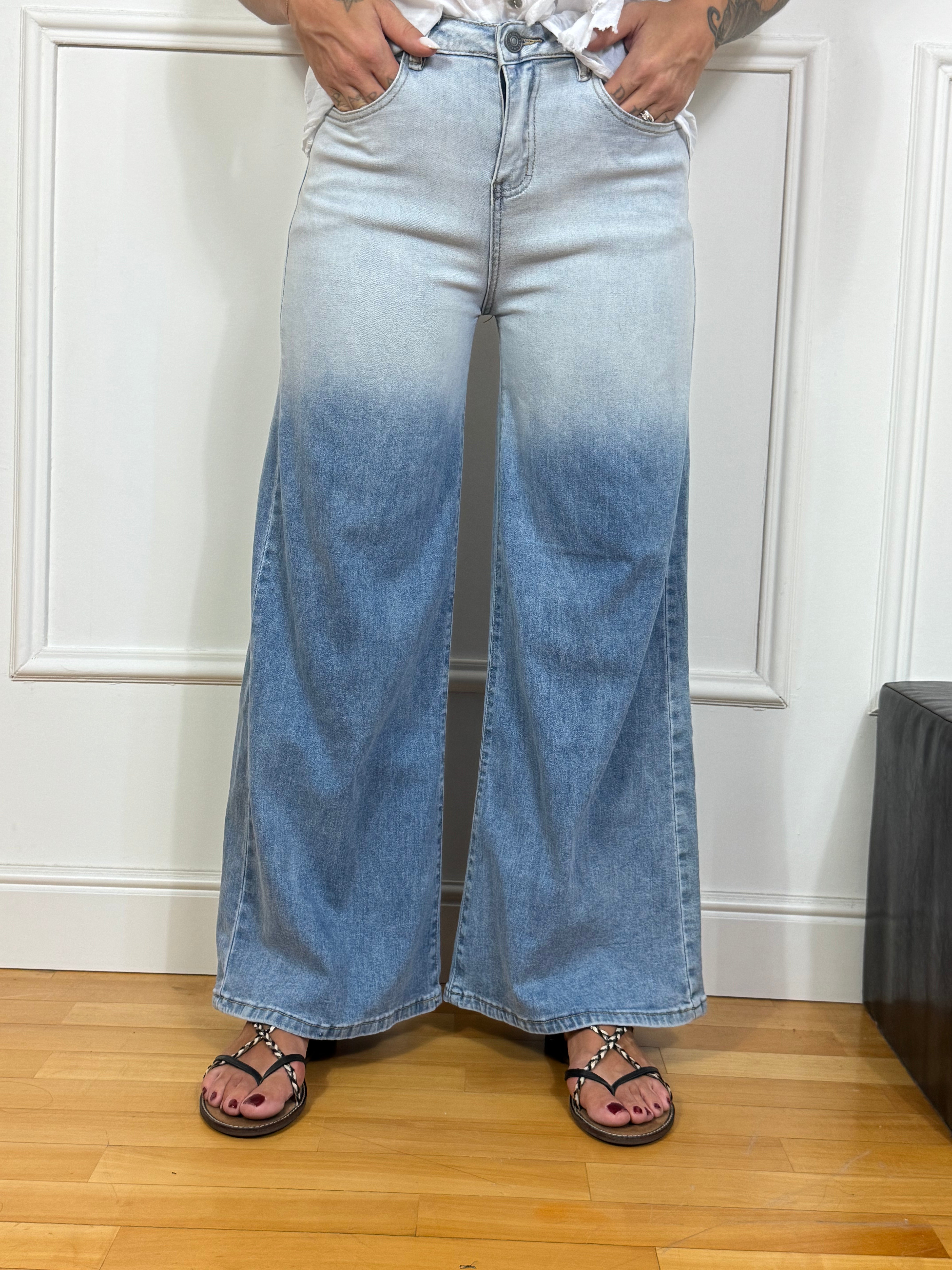 Jeans a palazzo Victoria ILMH BICOLORE DELAVE'