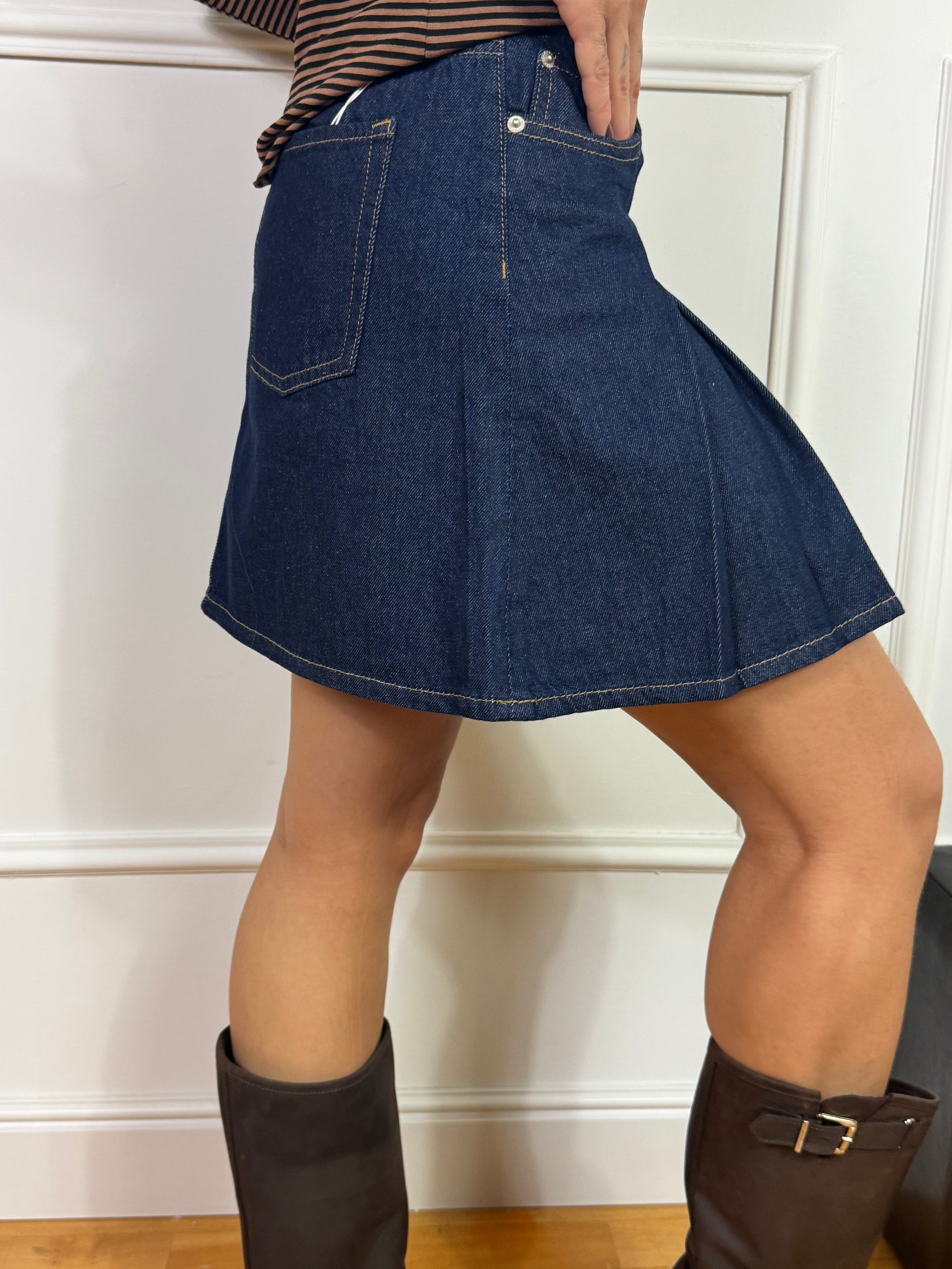 Gonna corta in jeans a pieghe JJXX - BLUE DENIM