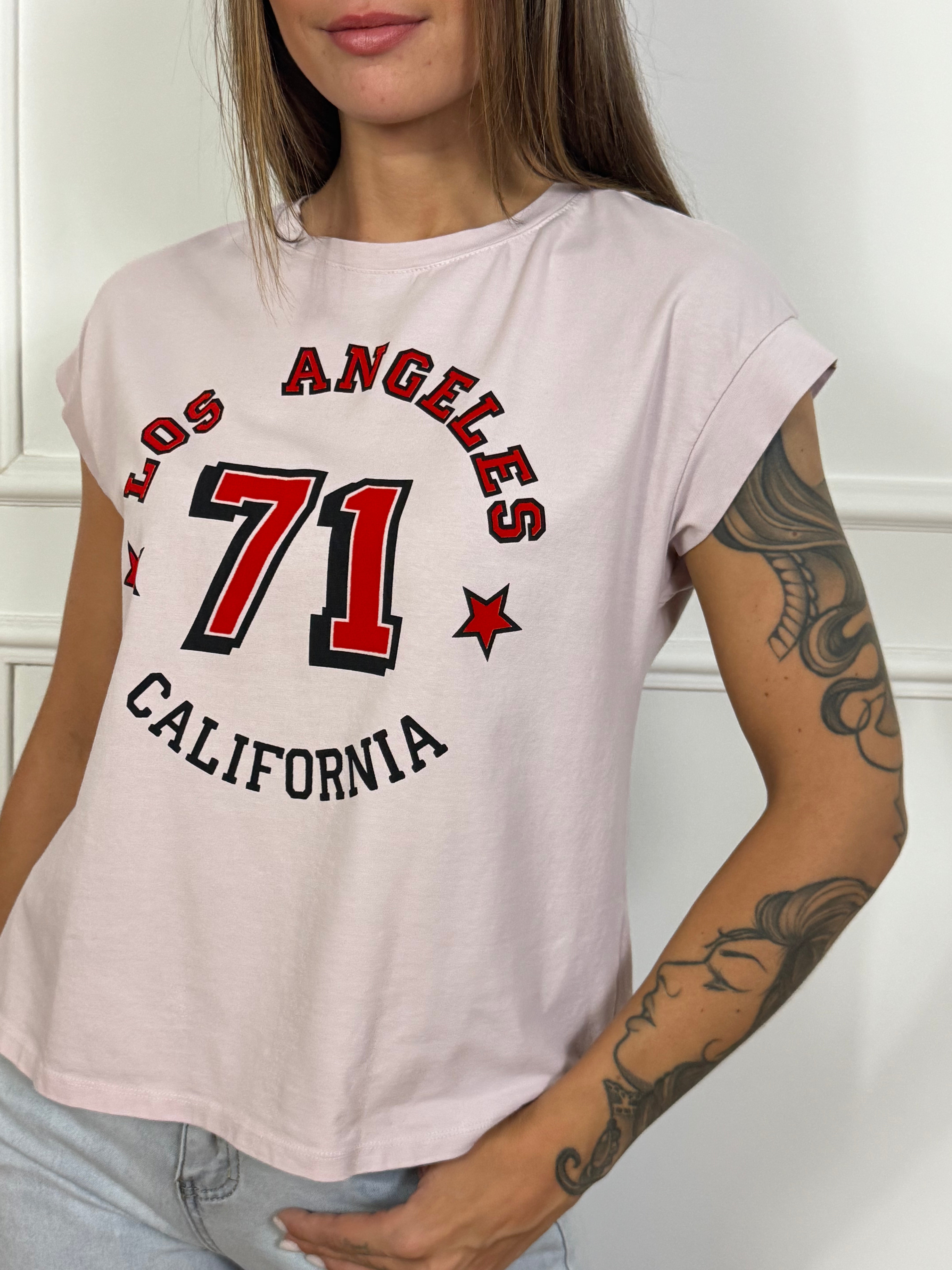 T-shirt con scritte Victoria ILMH LOS ANGELES 71