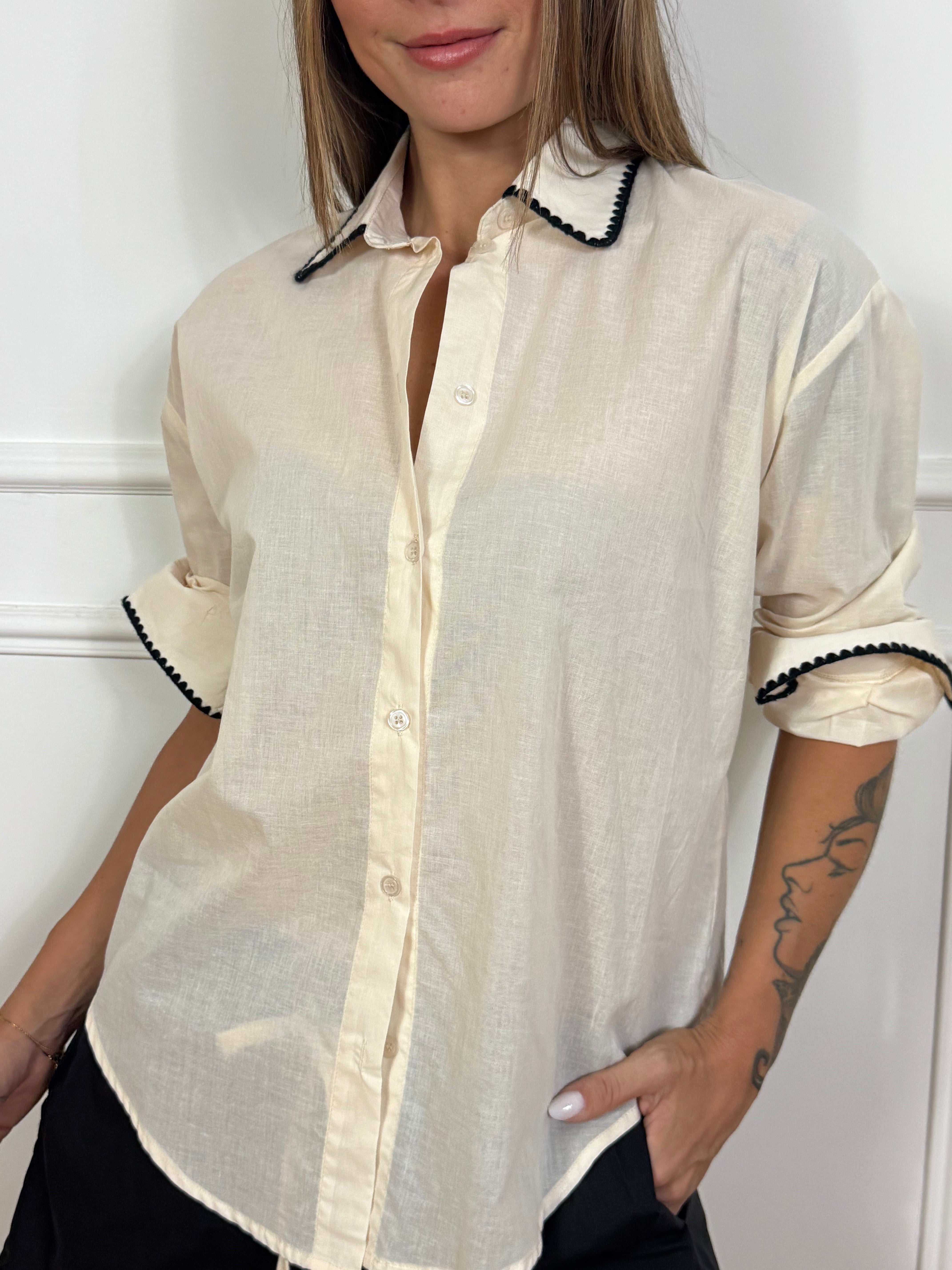 Camicia Victoria ILMH BEIGE con PROFILI NERI