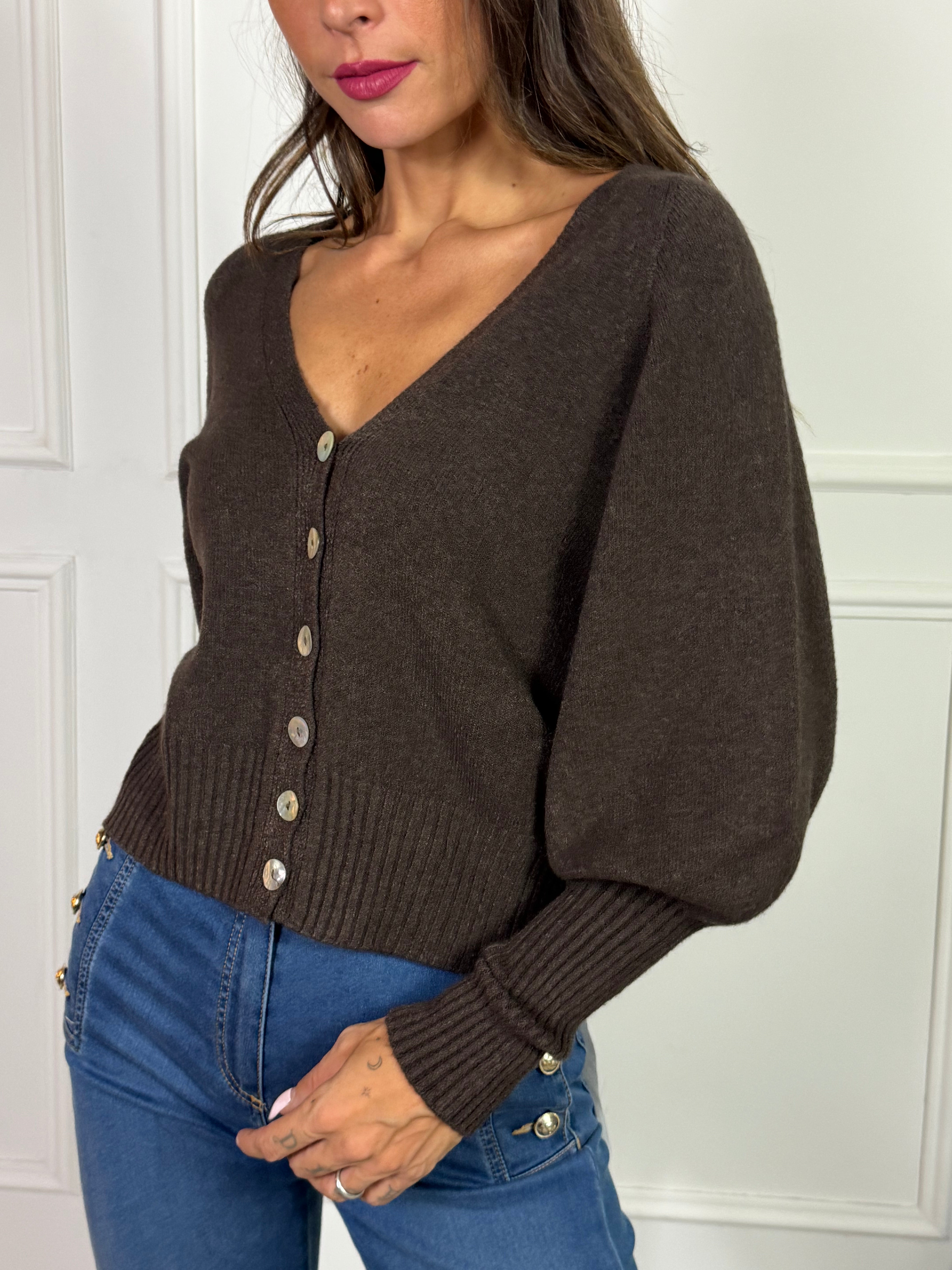 Cardigan scollo V Have One MANICA A PALLONCINO
