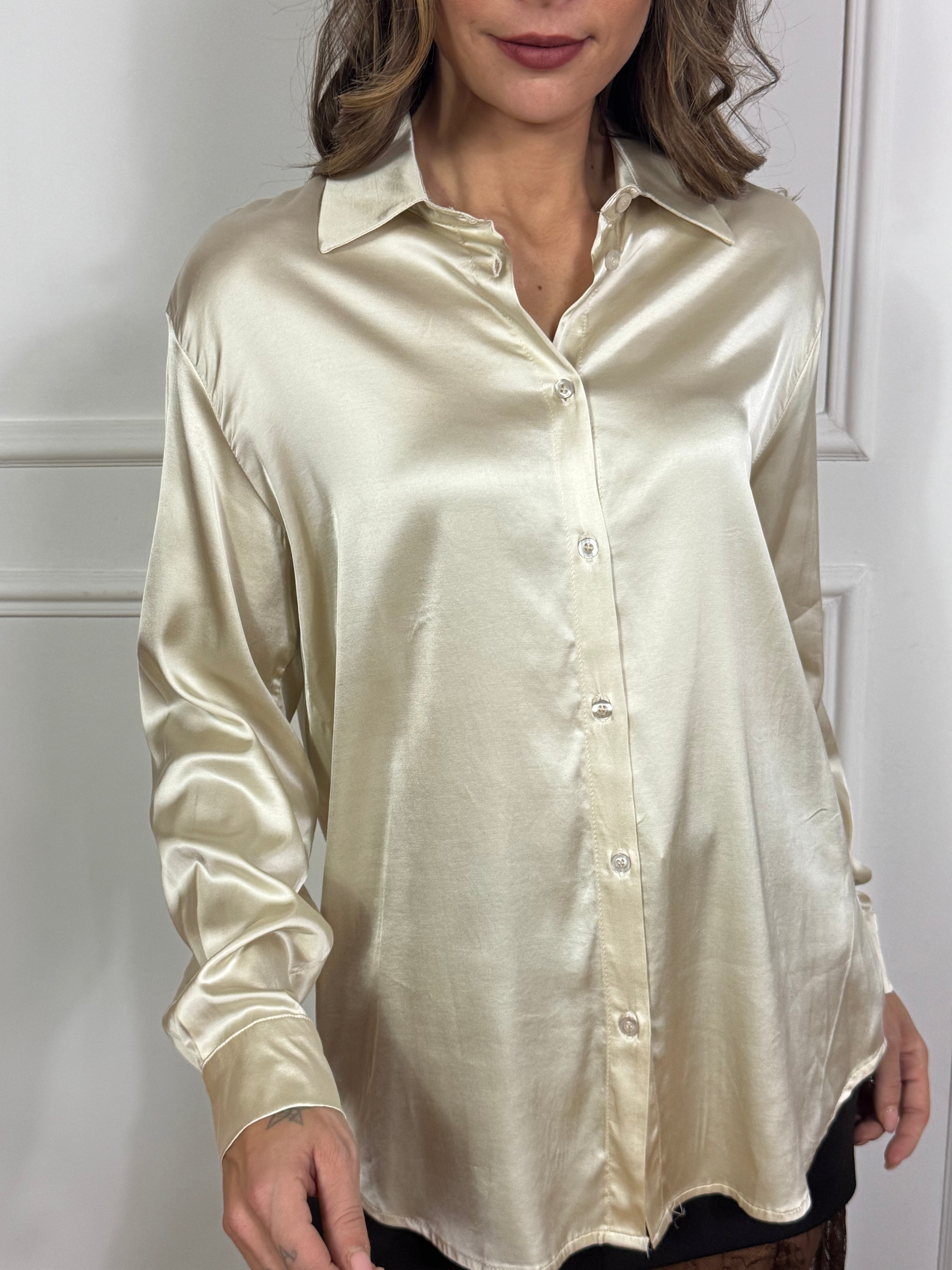 Camicia in viscosa elasticizzata Victoria ILMH AVORIO