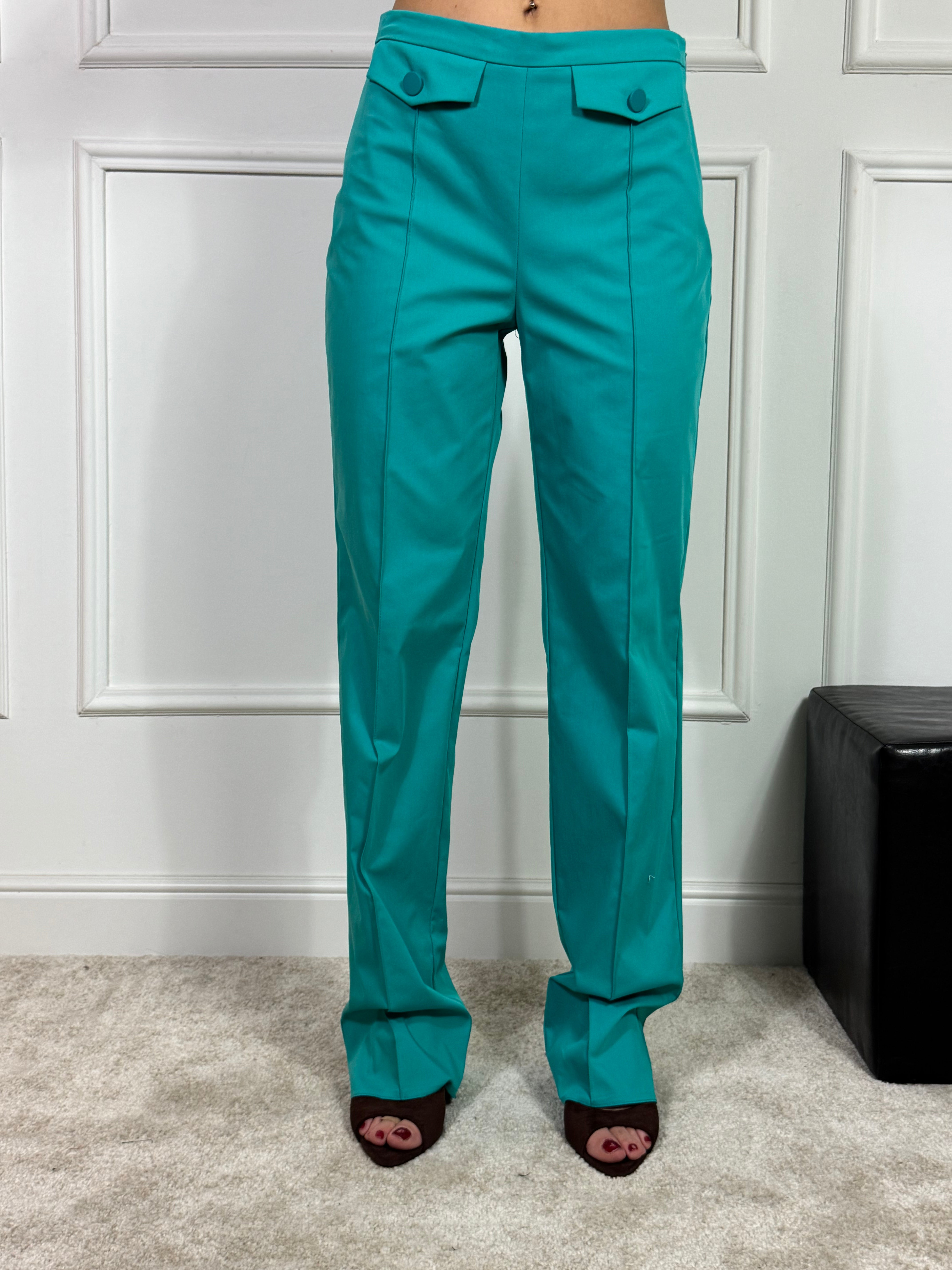 Pantalone in cotone Rinascimento straight con taschini frontali