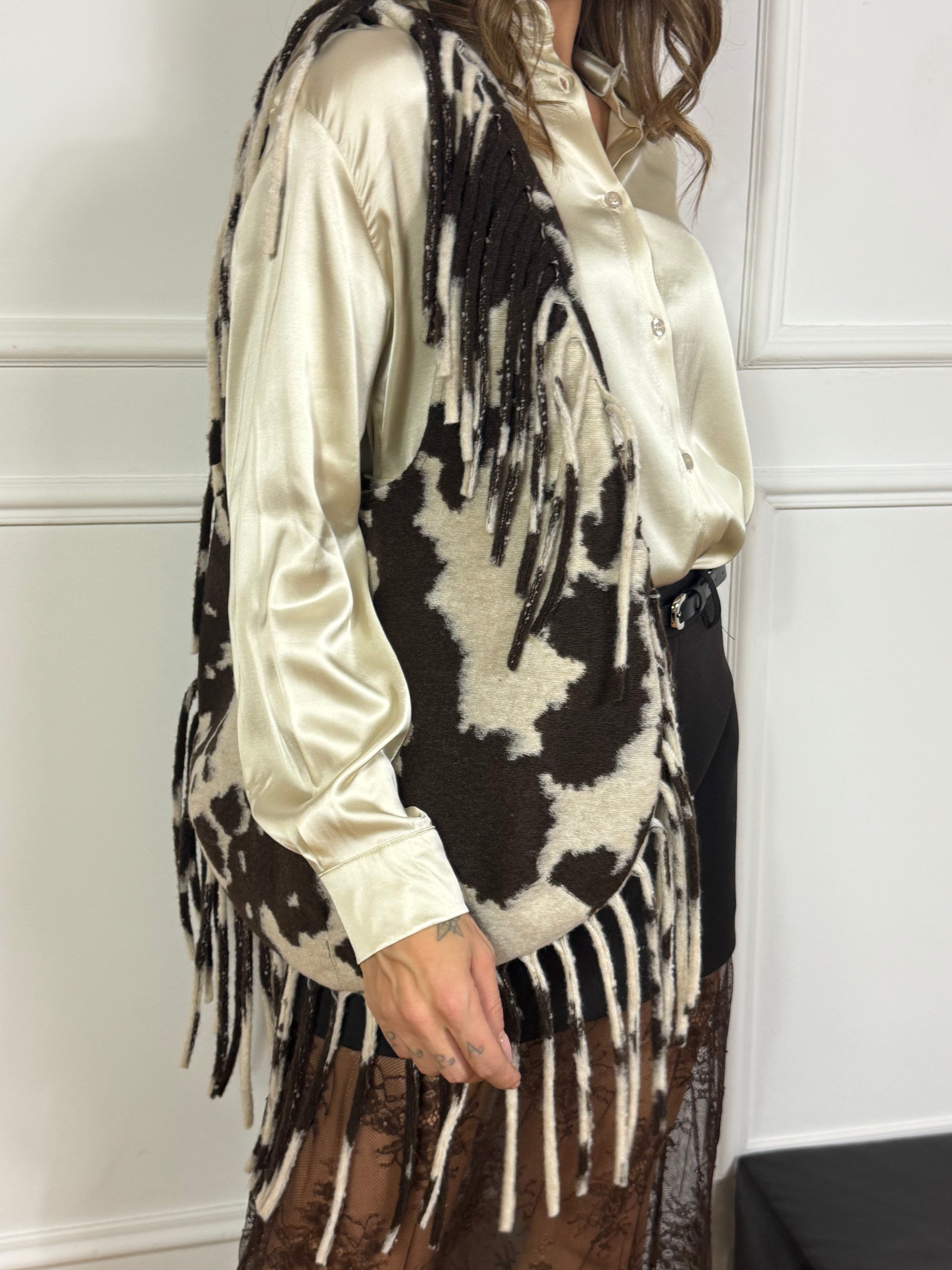 Borsa in pannetto Victoria ILMH fantasia MUCCATA CON FRANGE