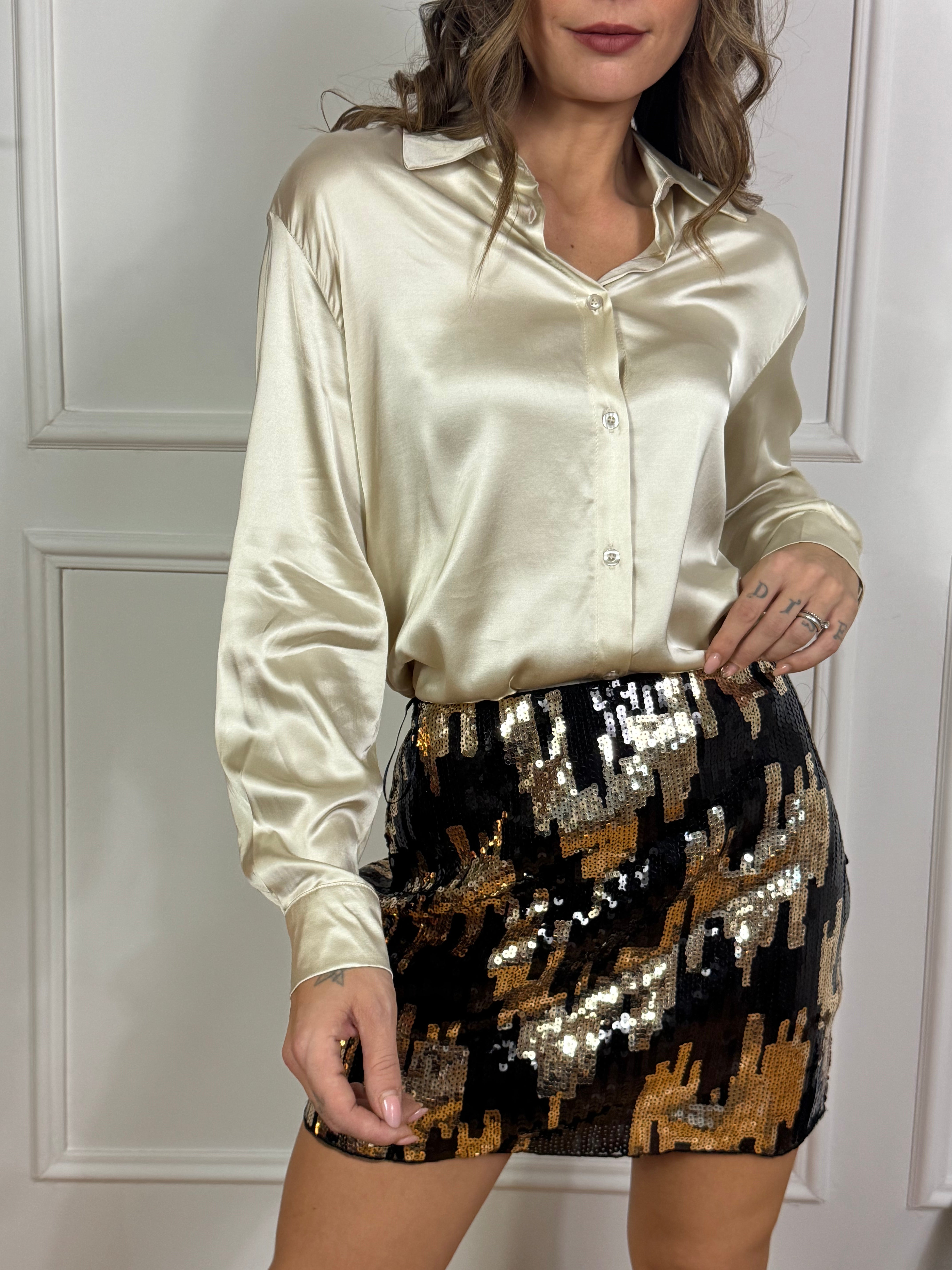 Gonna Victoria ILMH in paillettes con motivo ORO-NERO