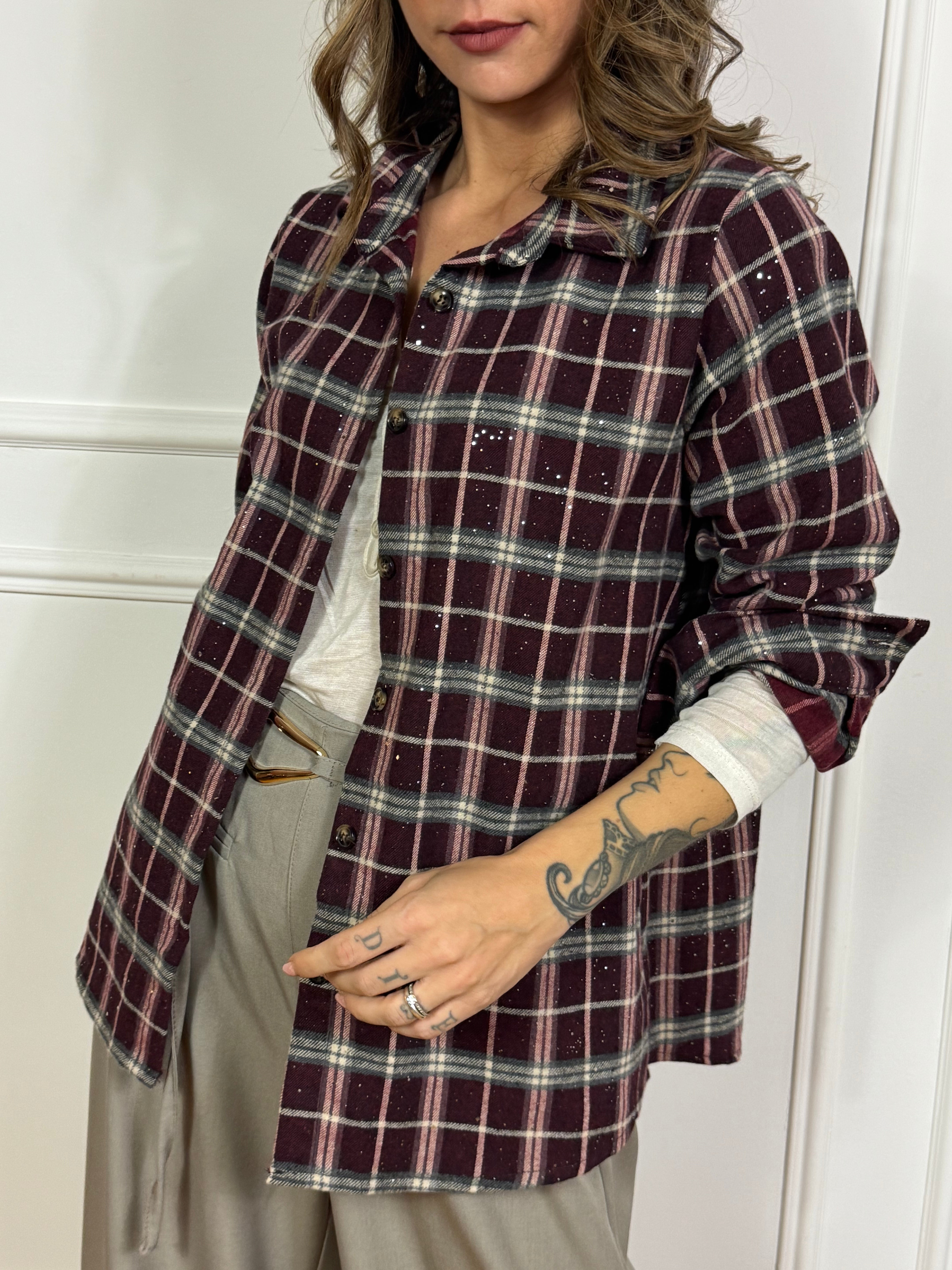 Camicia in flanella Victoria ILMH SCOZZESE CON MICRO PUNTI LUCE