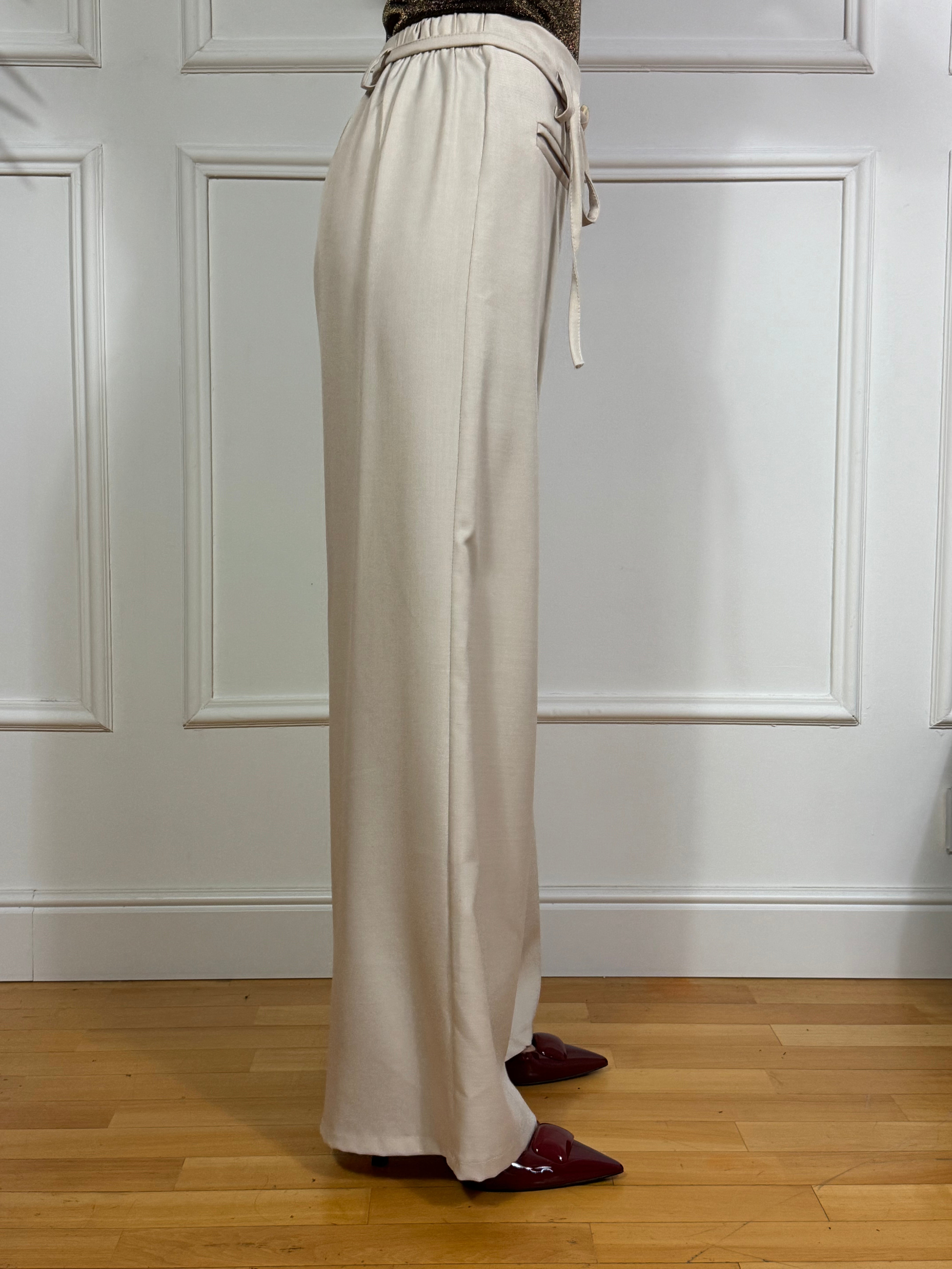 Pantalone ampio Victoria ILMH con cintura in tessuto fibbia oro