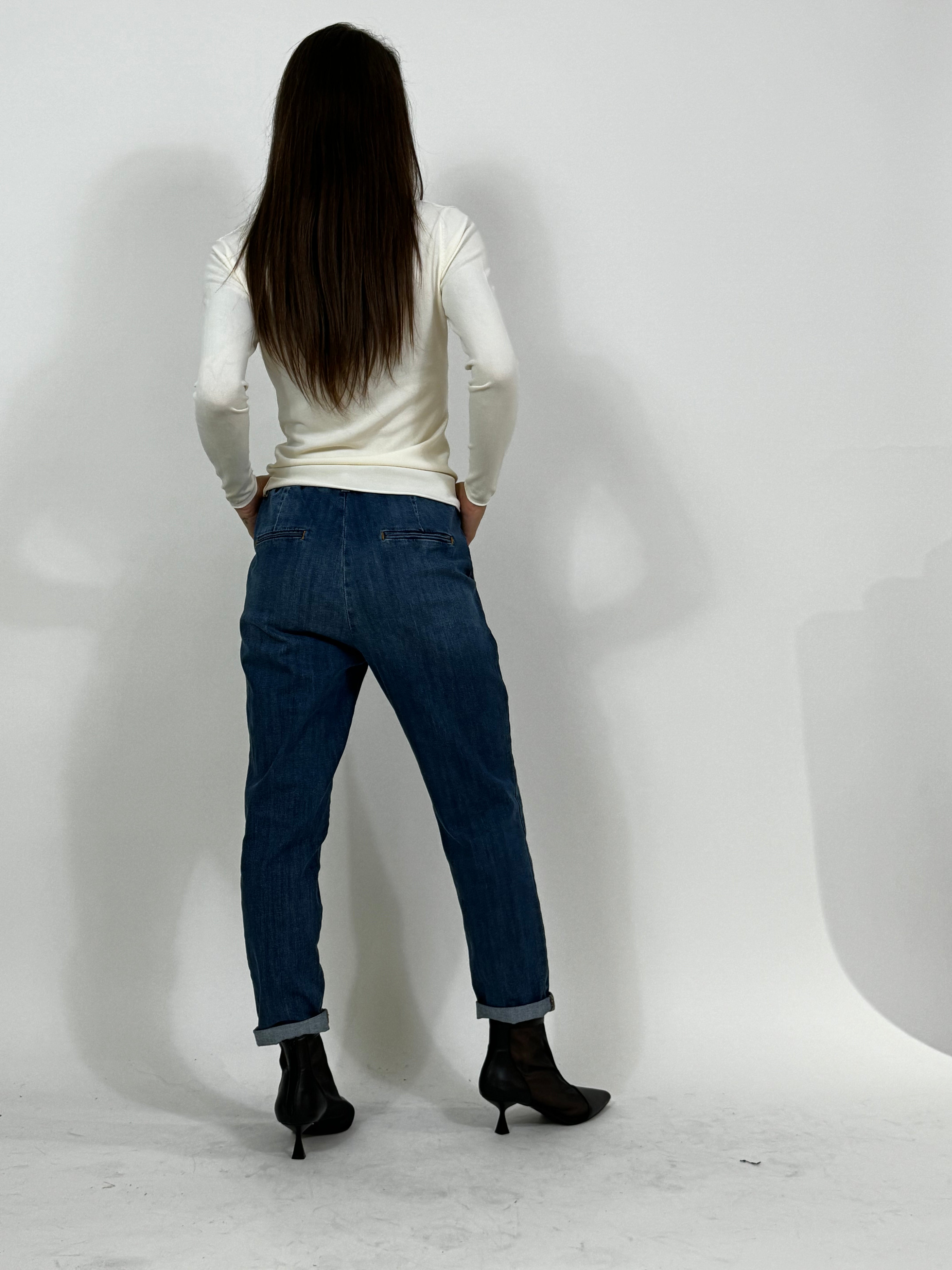 Jeans Susy Mix con elastico in vita e cintura