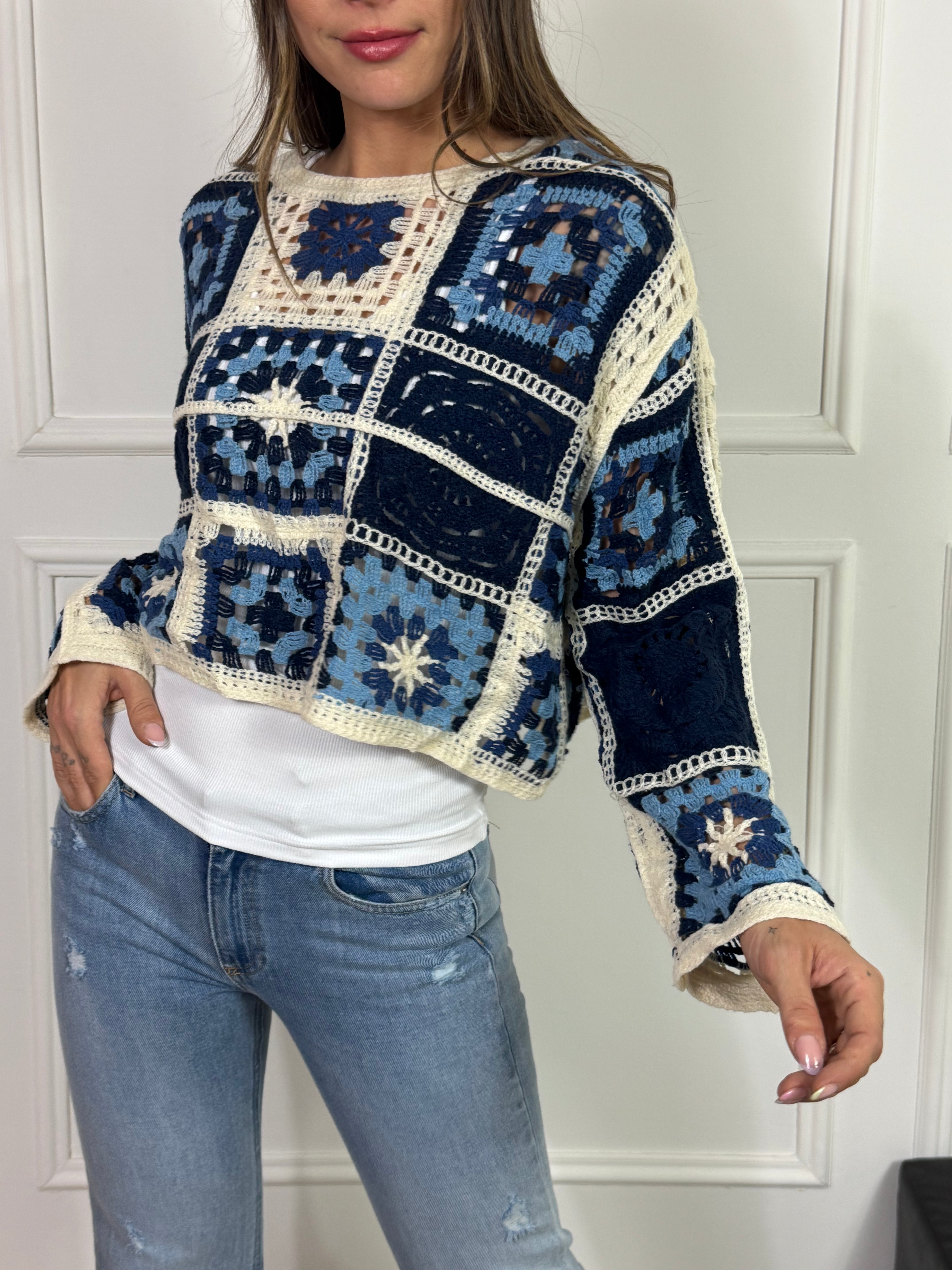 MAGLIA CORTA scatoletta Victoria ILMH granny square crochet