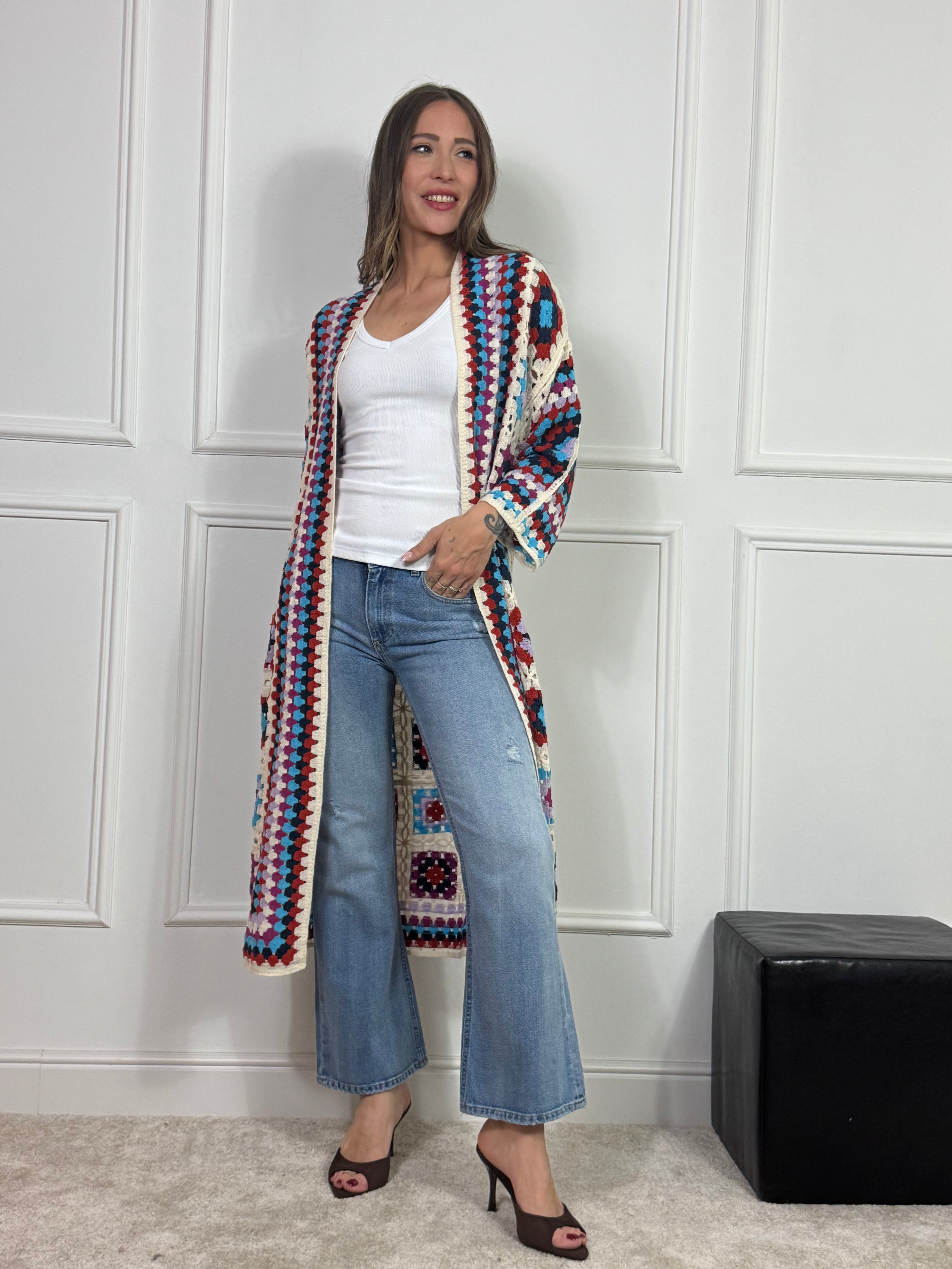 Cardigan granny square crochet Victoria ILMH - LUNGO