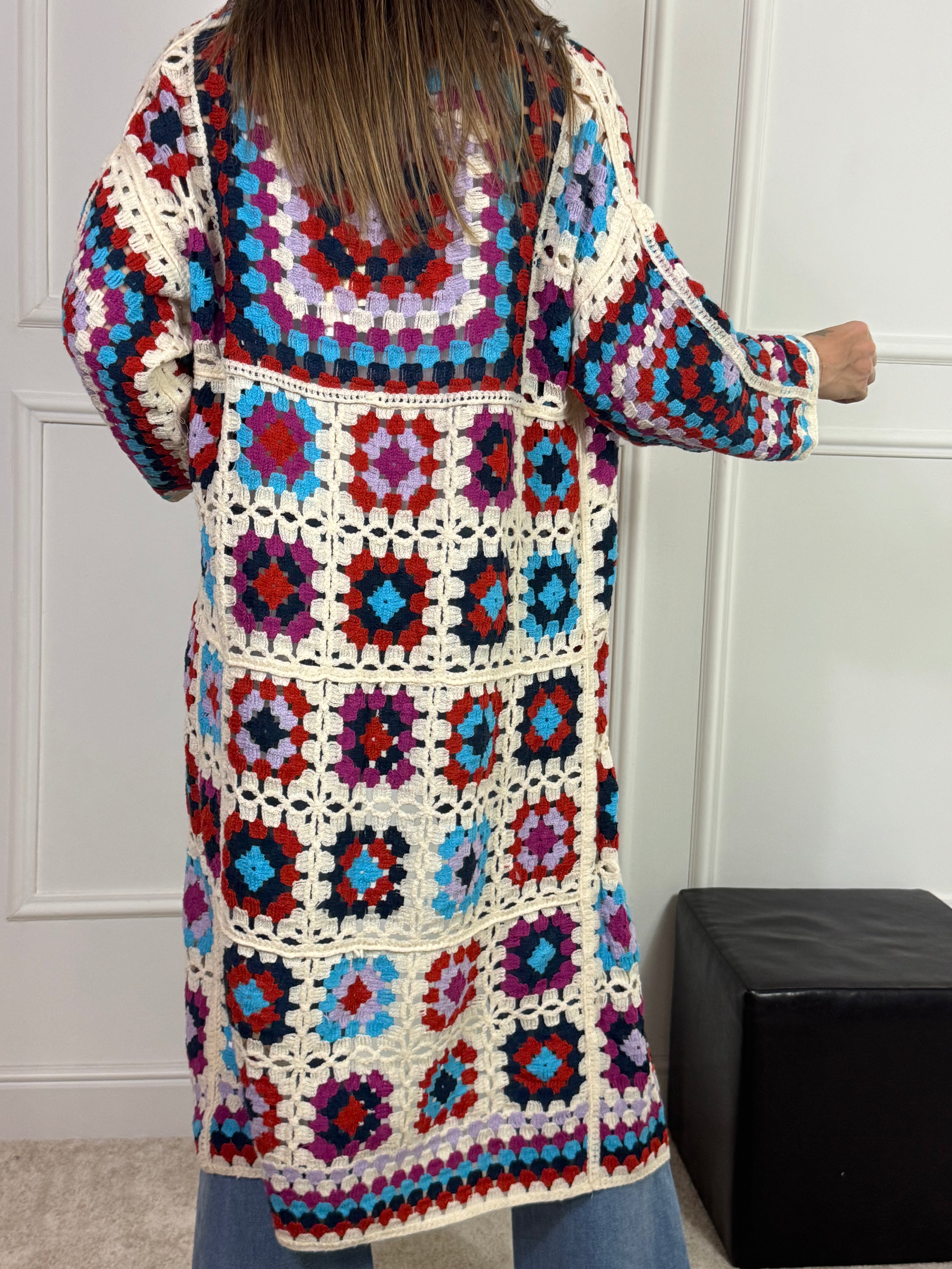 Cardigan granny square crochet Victoria ILMH - LUNGO