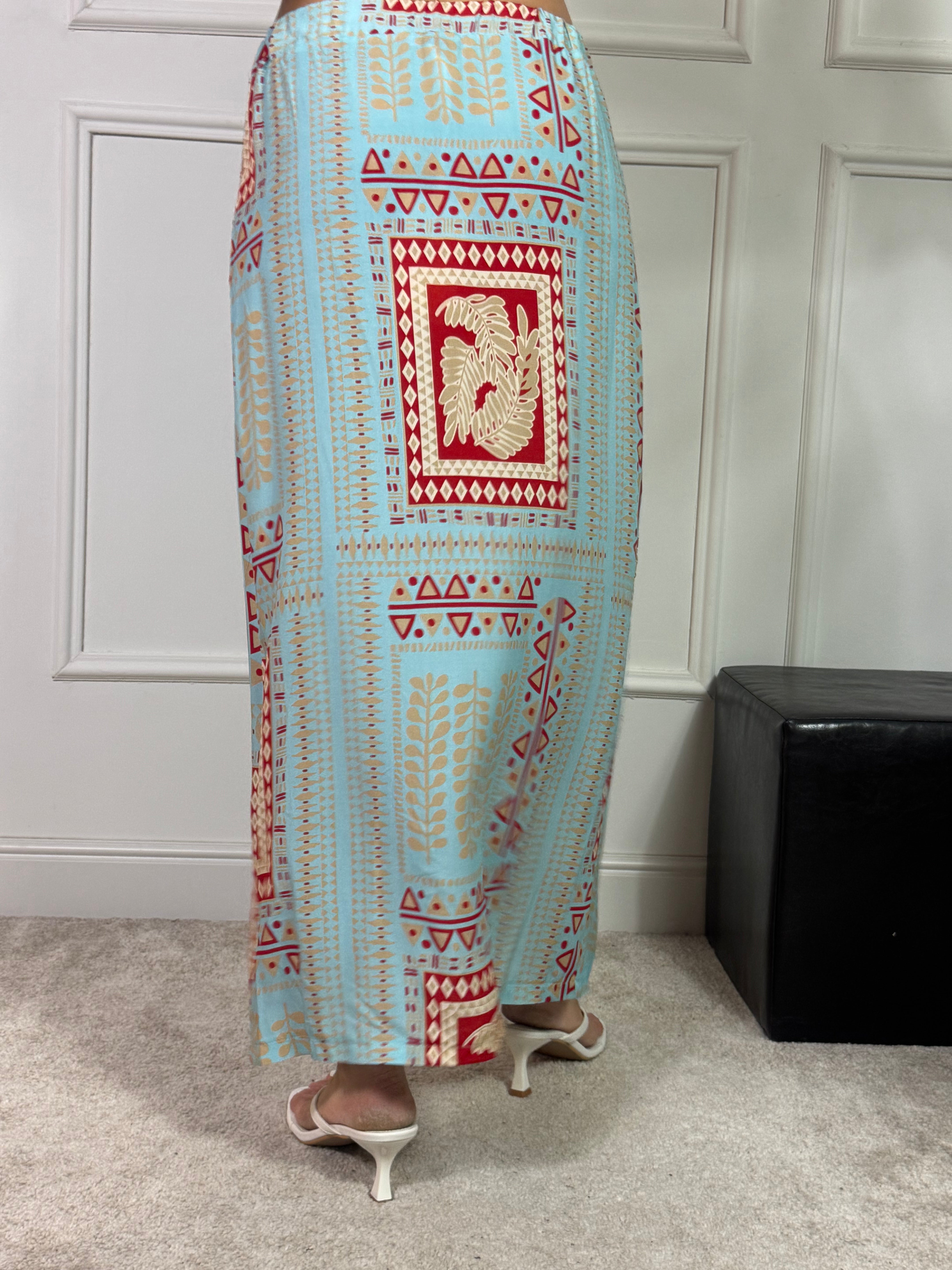 Gonna pareo LUNGA MIDI Kikisix  CELESTE ROSSO BEIGE
