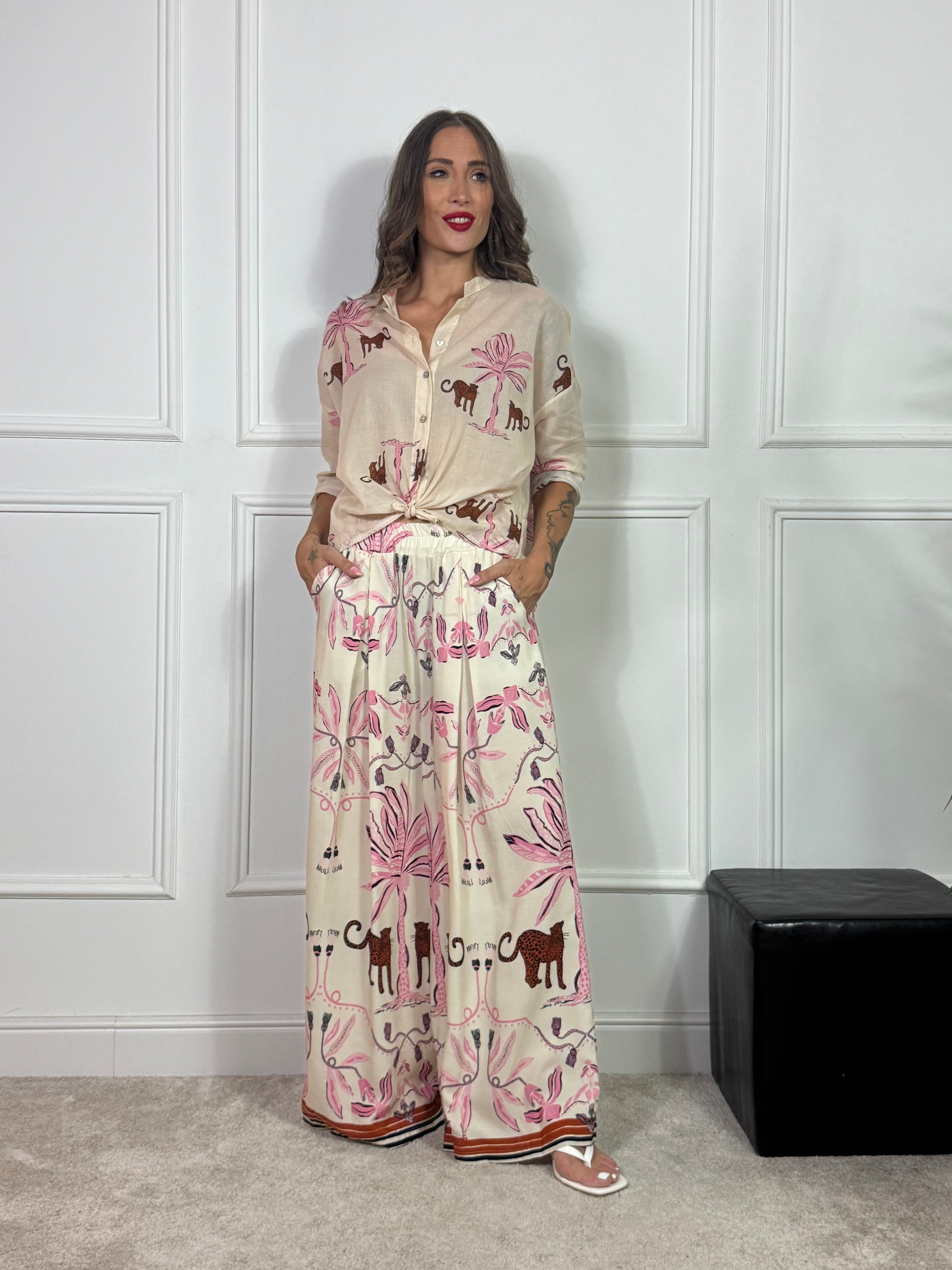 PANTALONE PALAZZO Kikisix LEOPARDI PALME