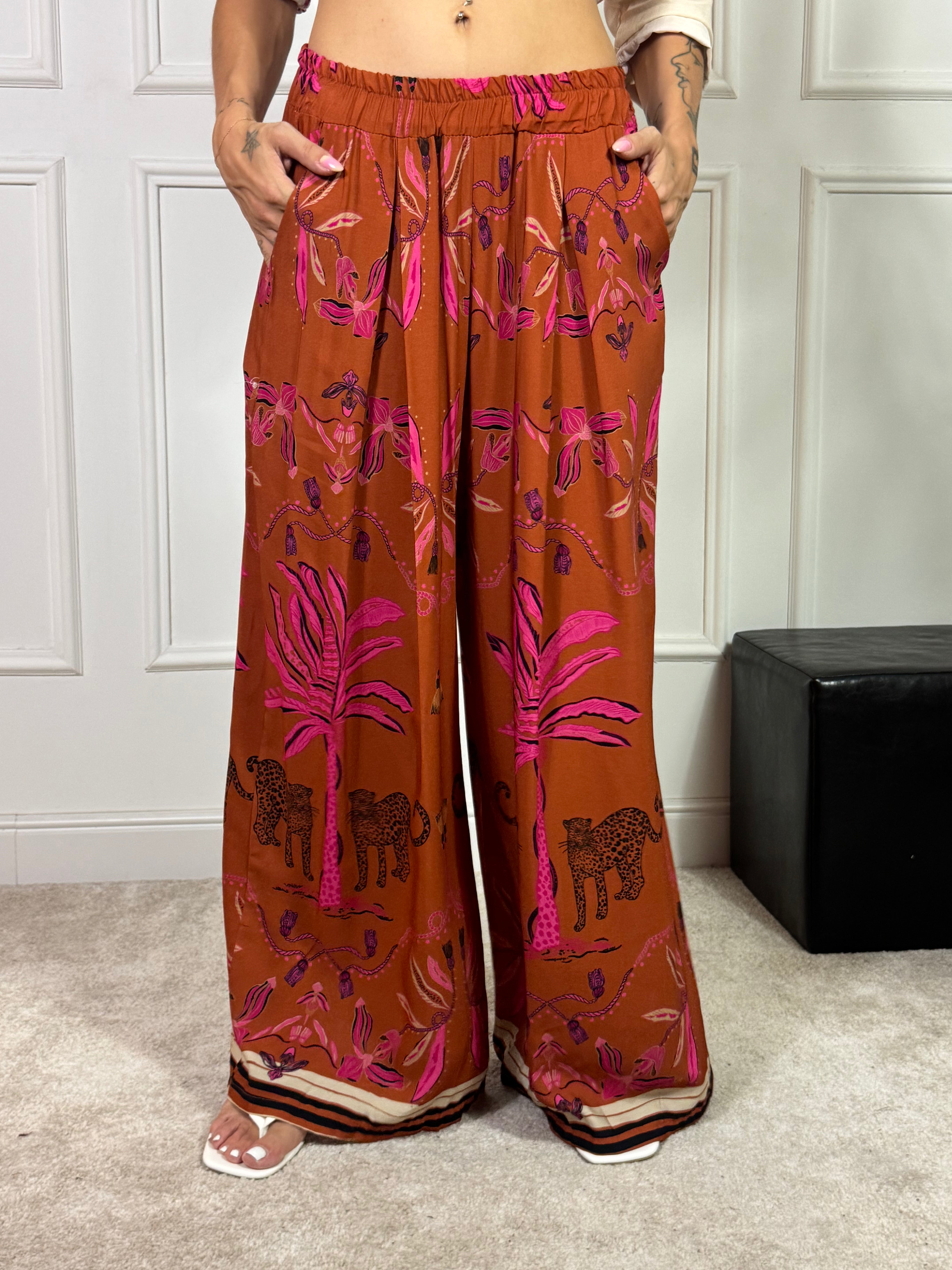 PANTALONE PALAZZO Kikisix LEOPARDI PALME