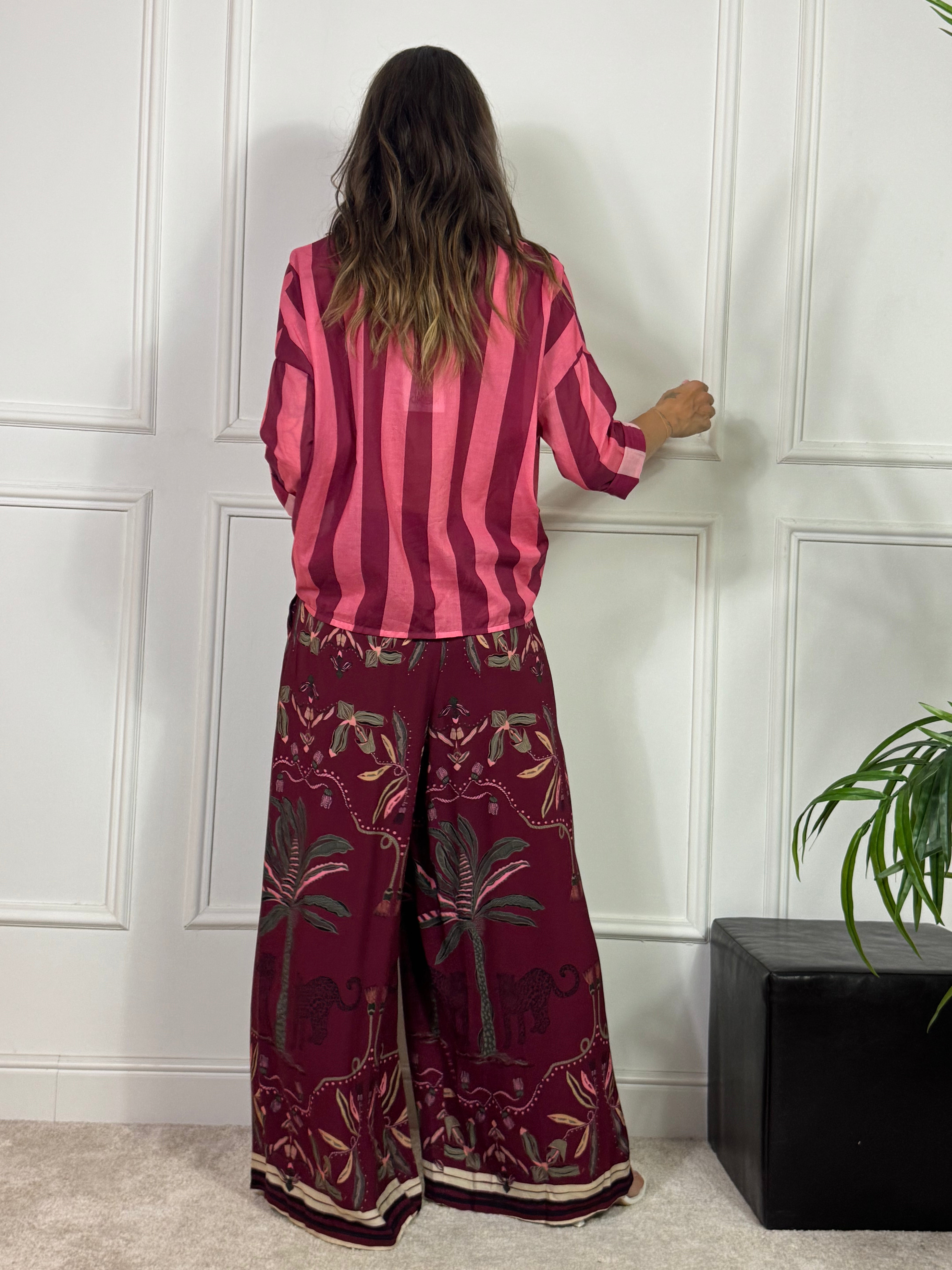 PANTALONE PALAZZO Kikisix VINO JUNGLE