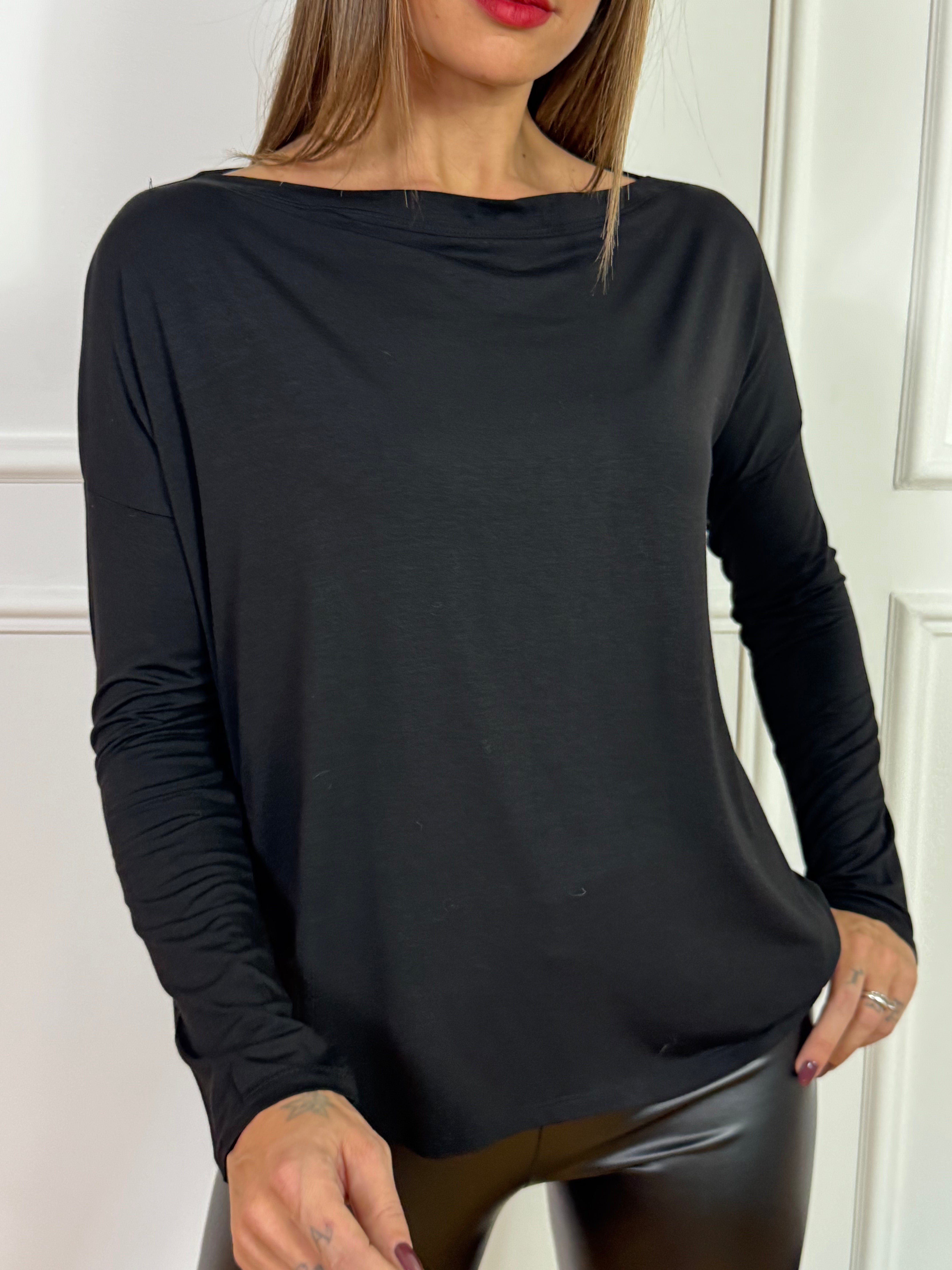 Top Susy Mix con scollo elasticizzato a fantasia