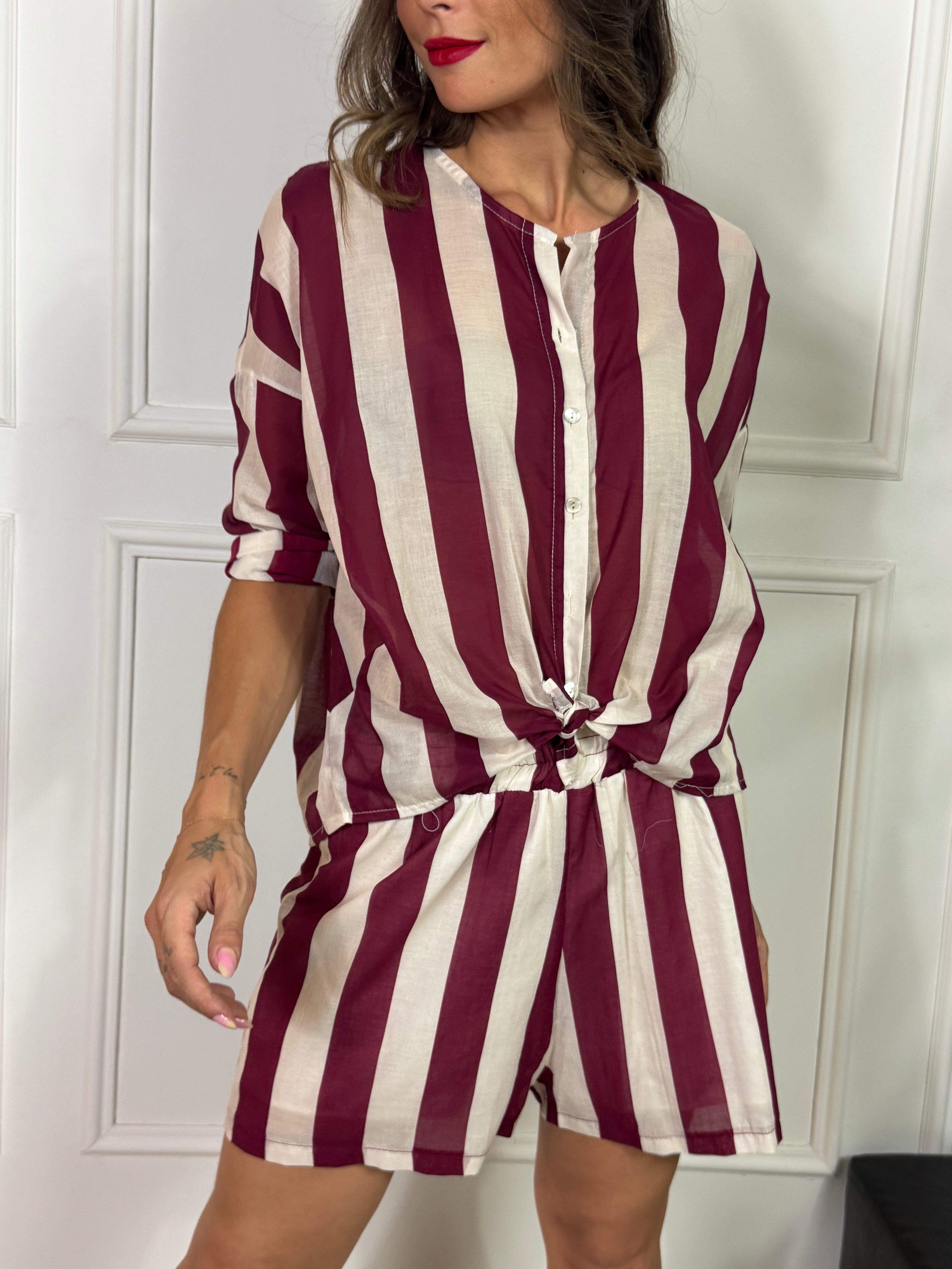 SHORTS Kikisix in mussola di cotone RIGHE GROSSE