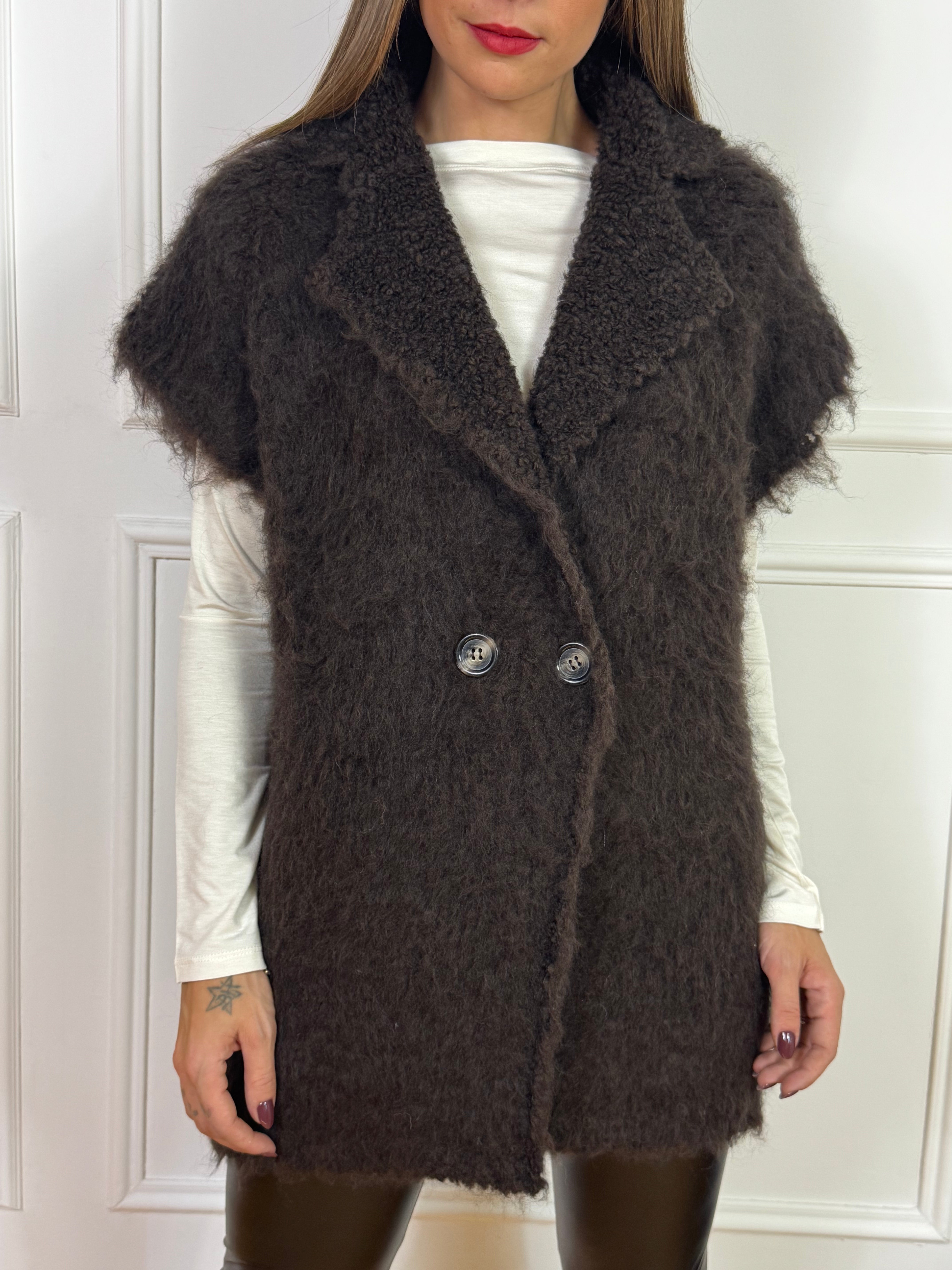 Cappottino giacca misto mohair Kontatto SMANICATA