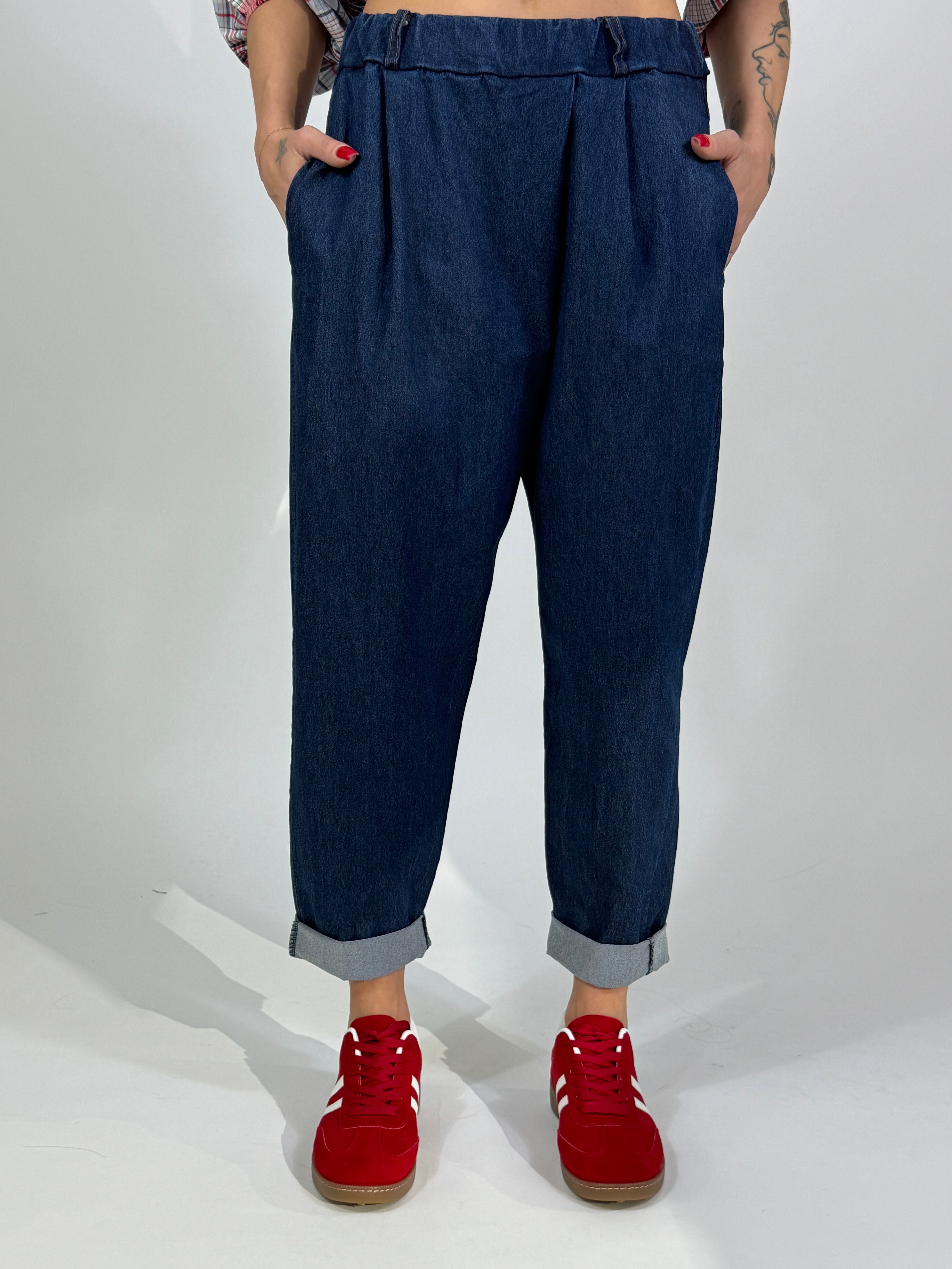 Pantalone denim chambray Victoria ILMH a carota