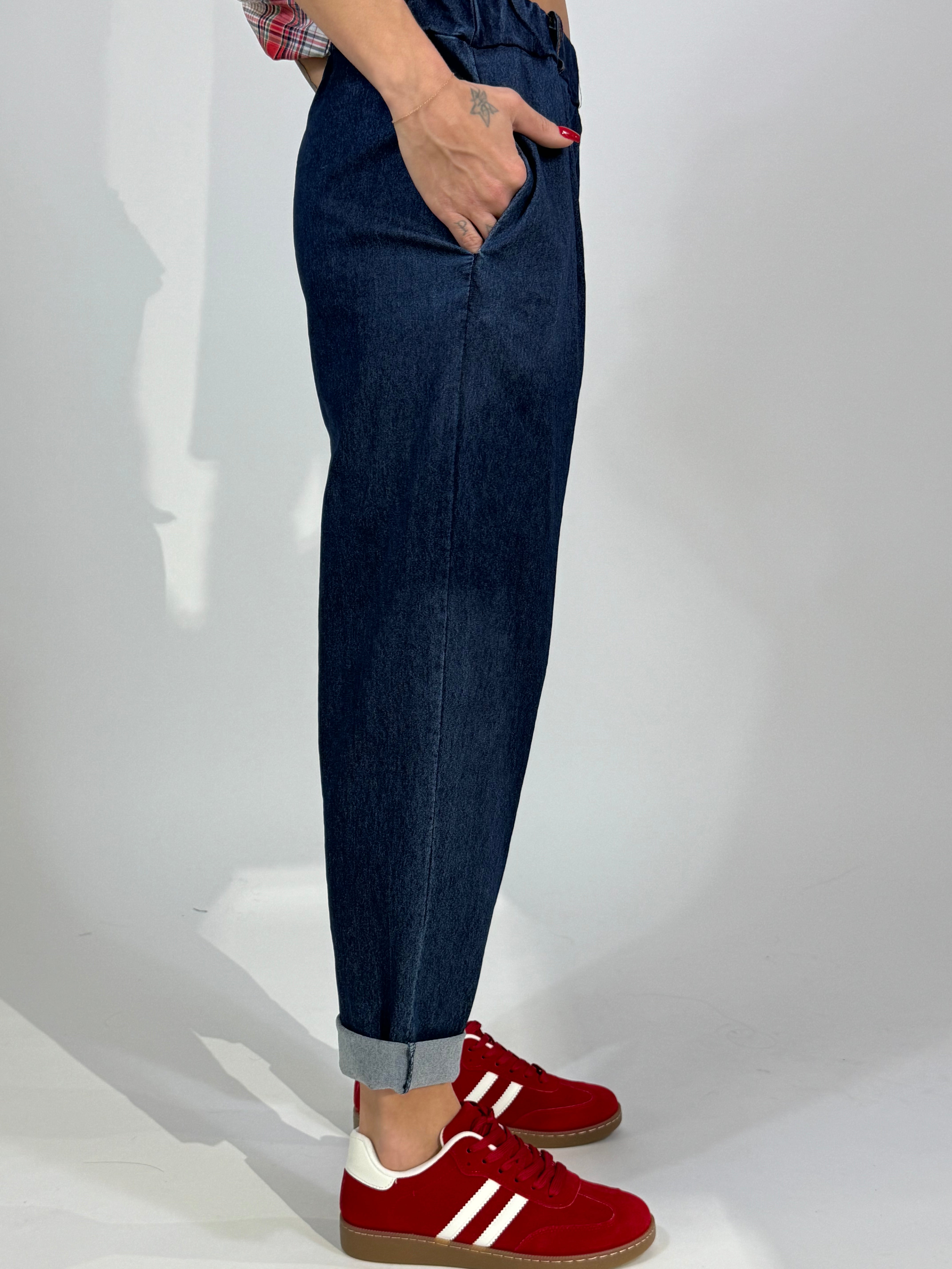 Pantalone denim chambray Victoria ILMH a carota