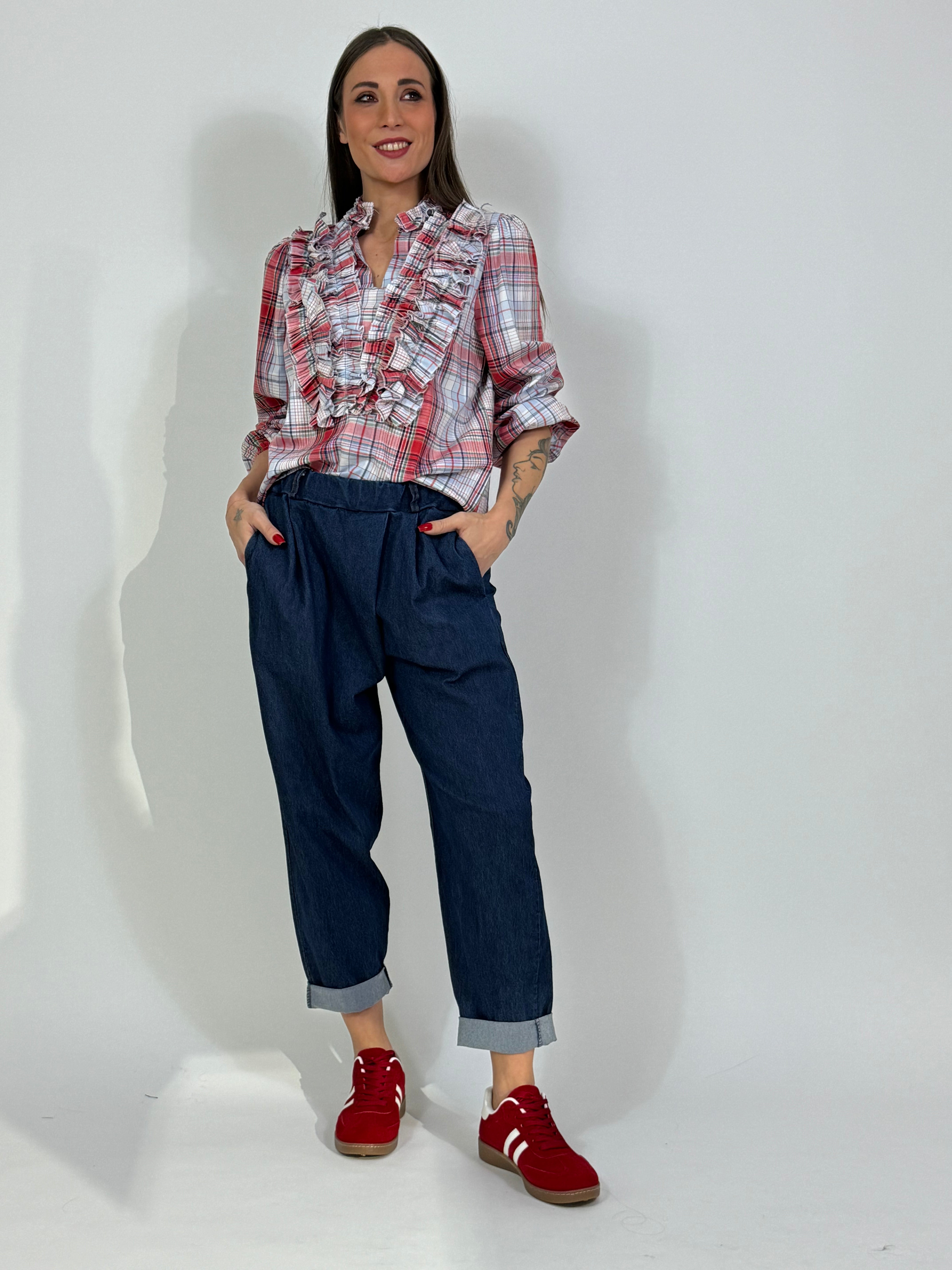 Pantalone denim chambray Victoria ILMH a carota