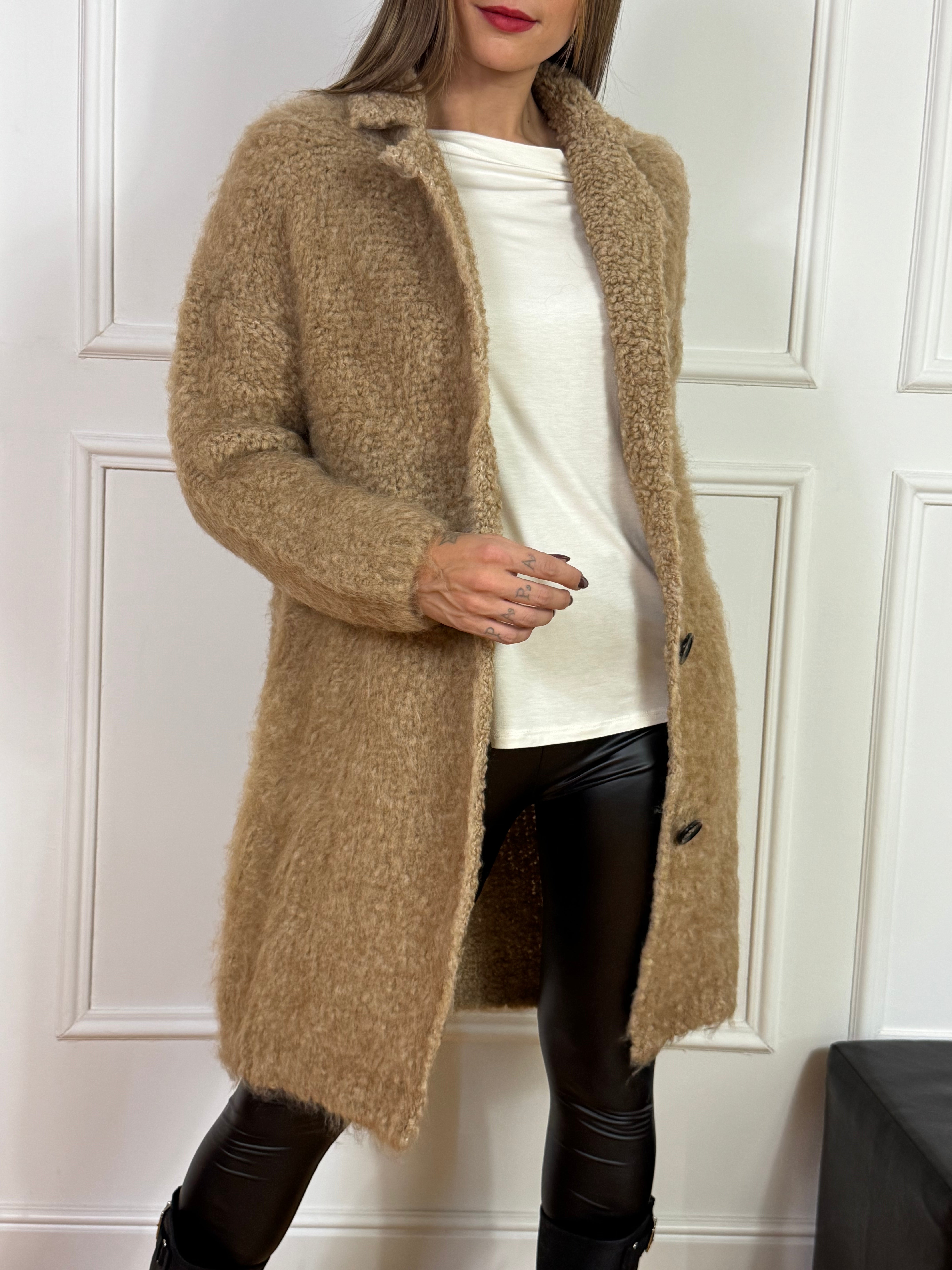 Cappottino misto mohair revers con bottoni Kontatto MANICA LUNGA