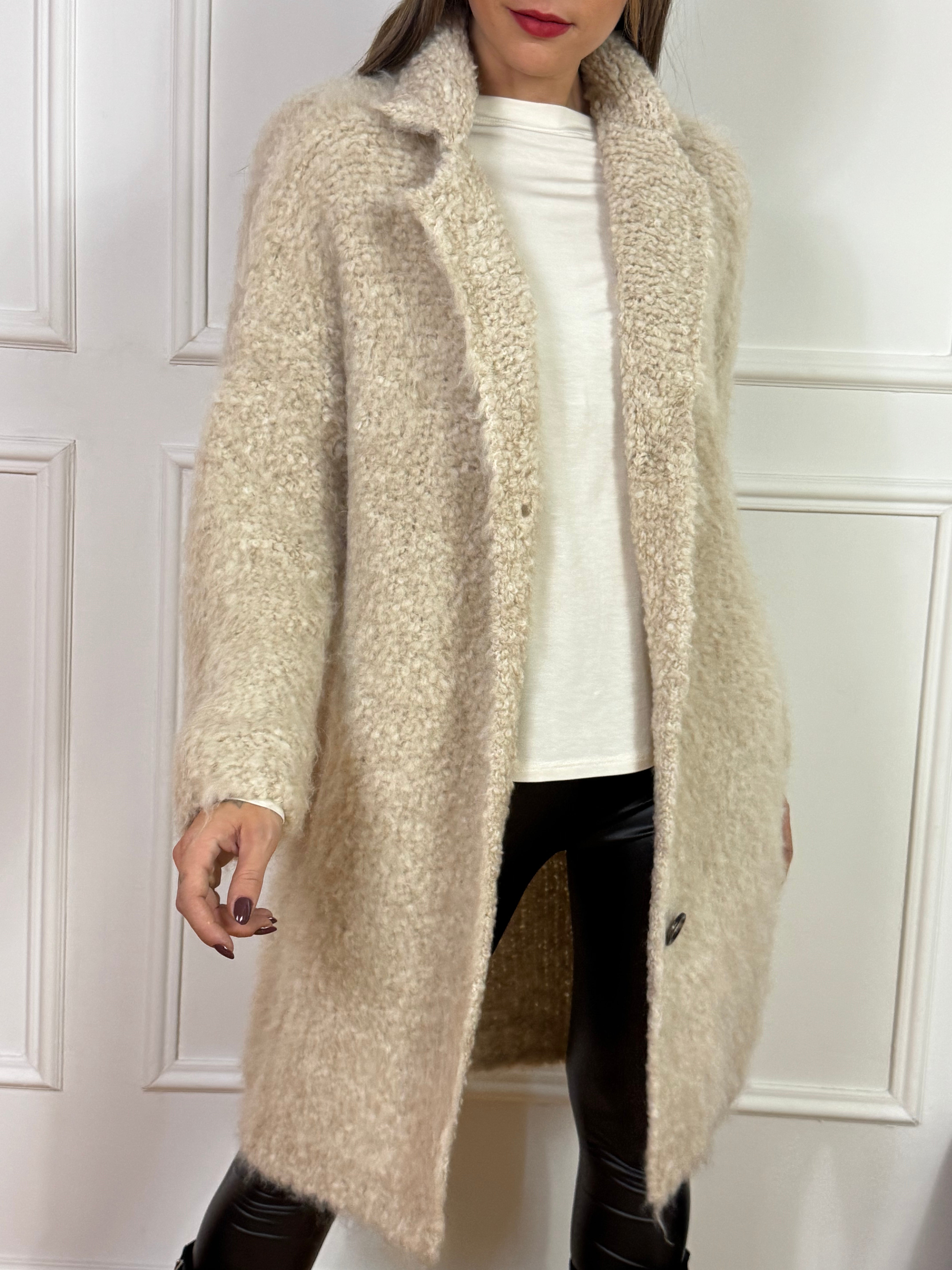 Cappottino misto mohair revers con bottoni Kontatto MANICA LUNGA