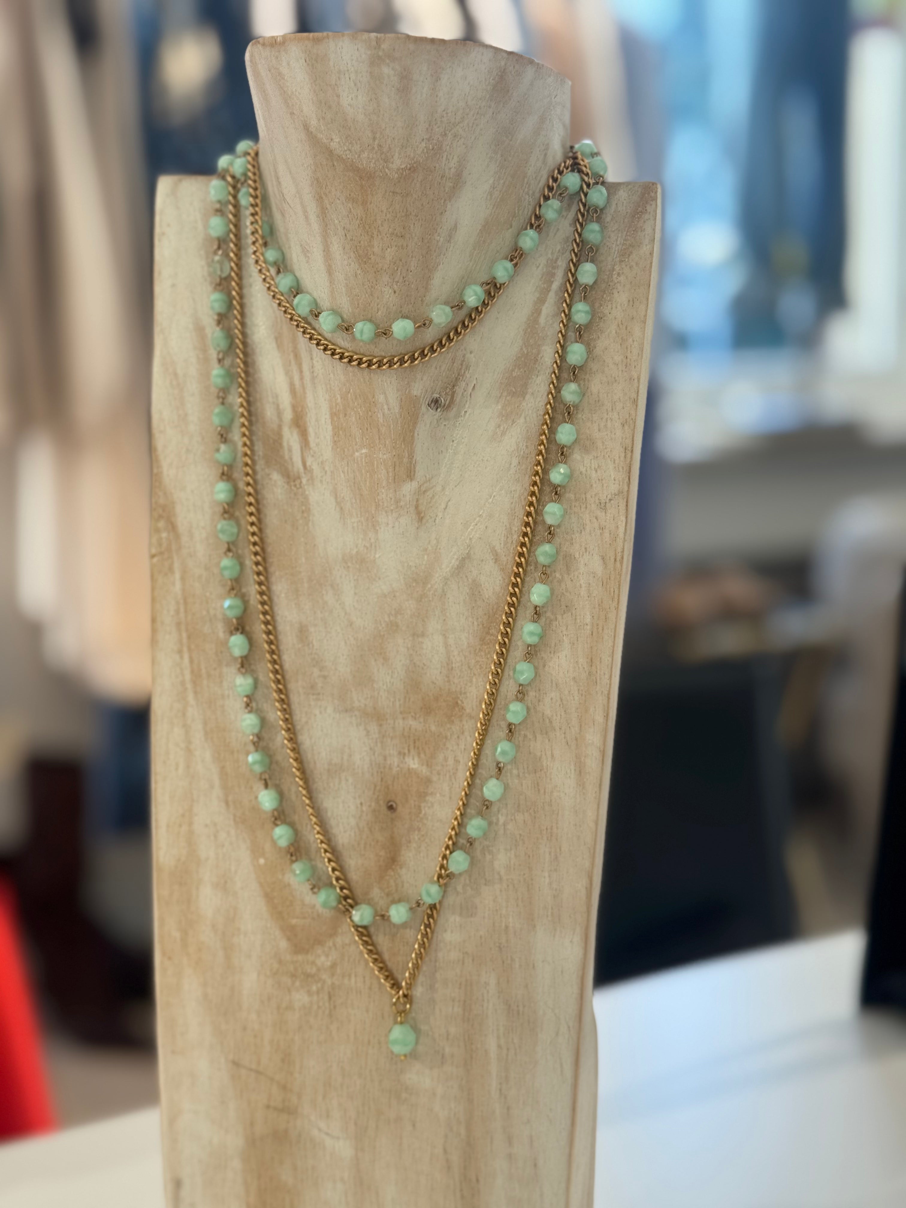 Collana Momi modello Giada - doppia catenina CRISTALLI + CATENINA ORO