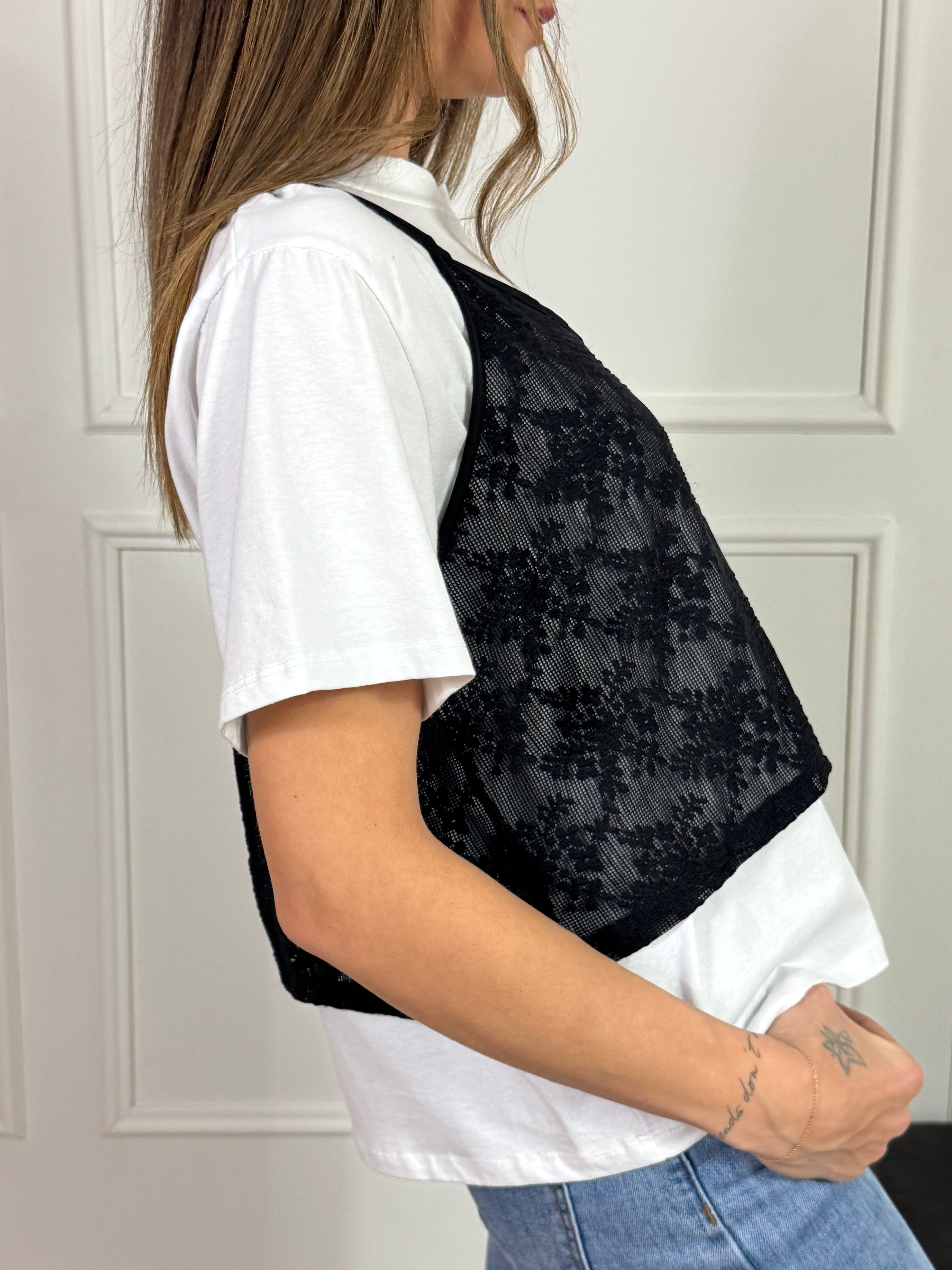 TOP in pizzo + t-shirt Kikisix