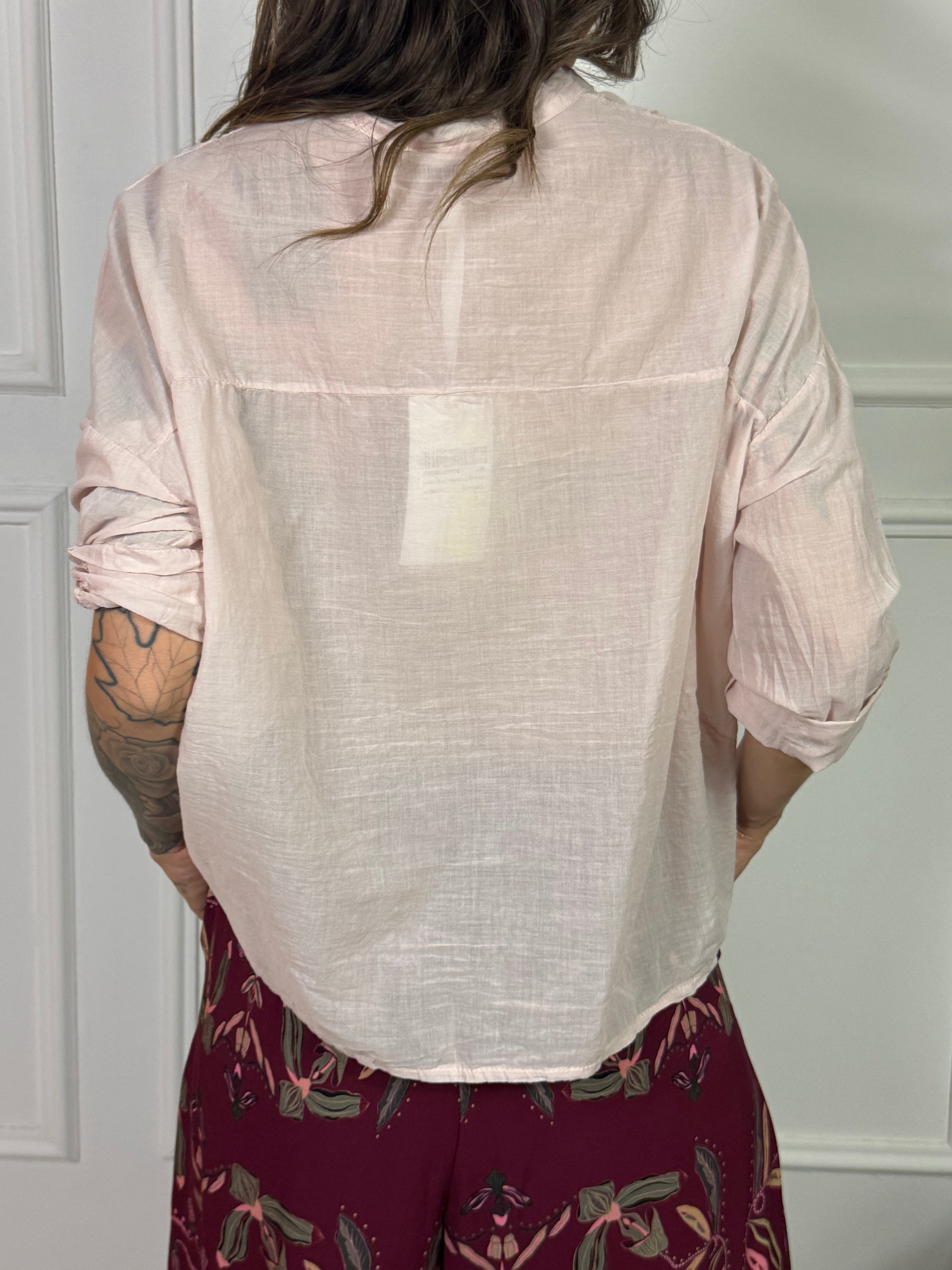 Camicia Kikisix in mussola di cotone collo coreana TINTA UNITA