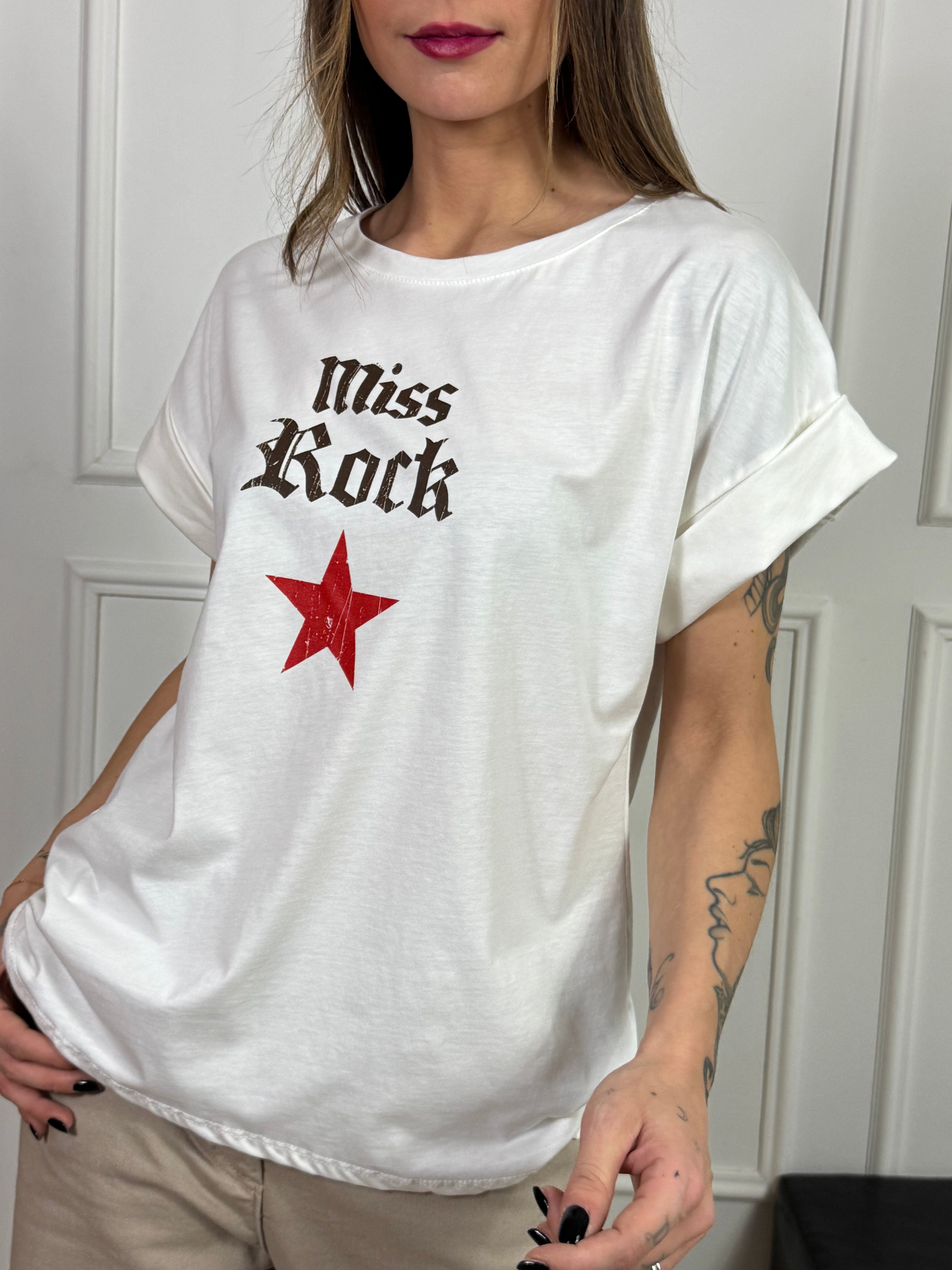 T-shirt Kikisix con stampa MISS ROCK
