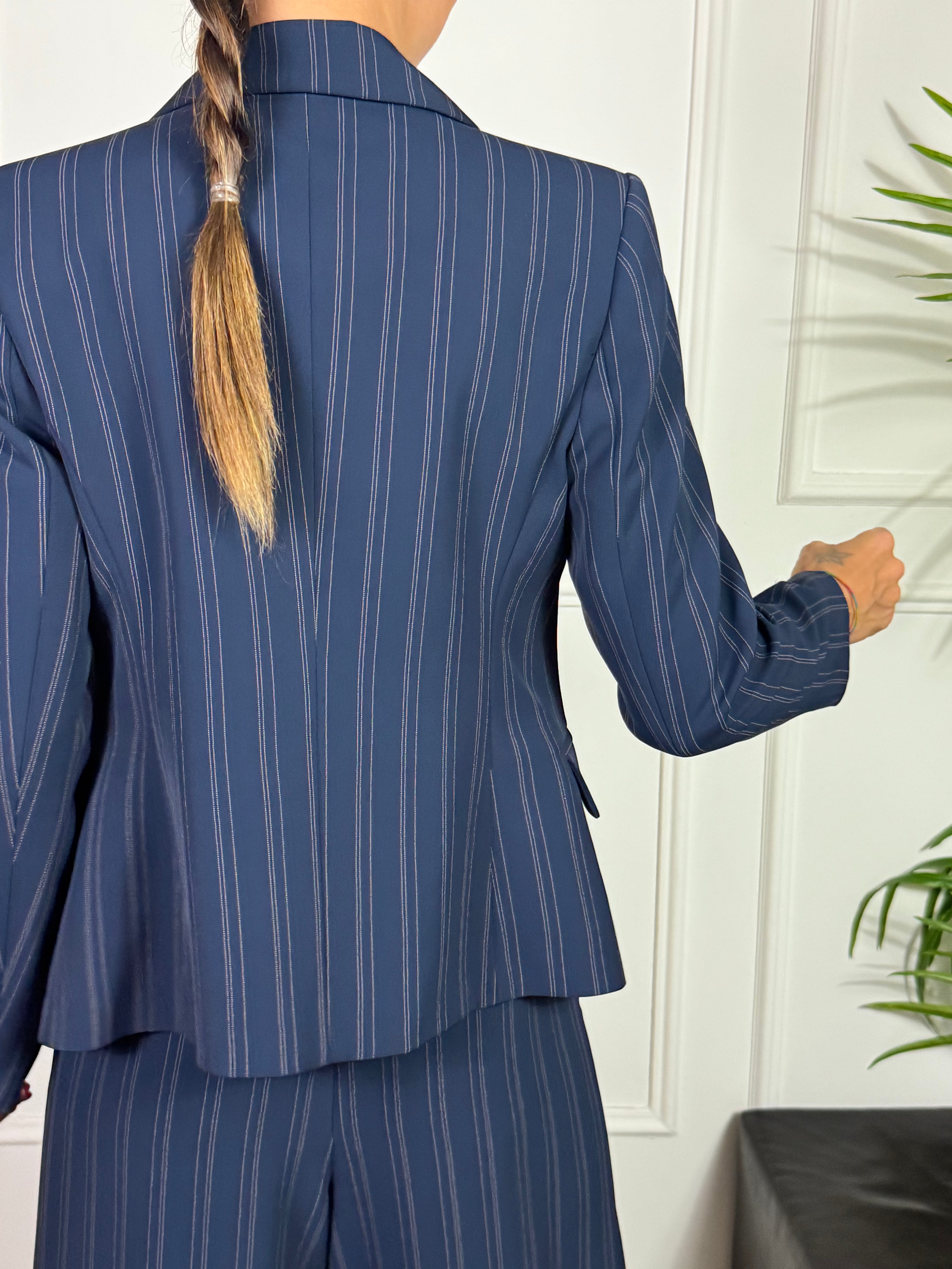GIACCA BLAZER Rinascimento GESSATO blu bottoni oro