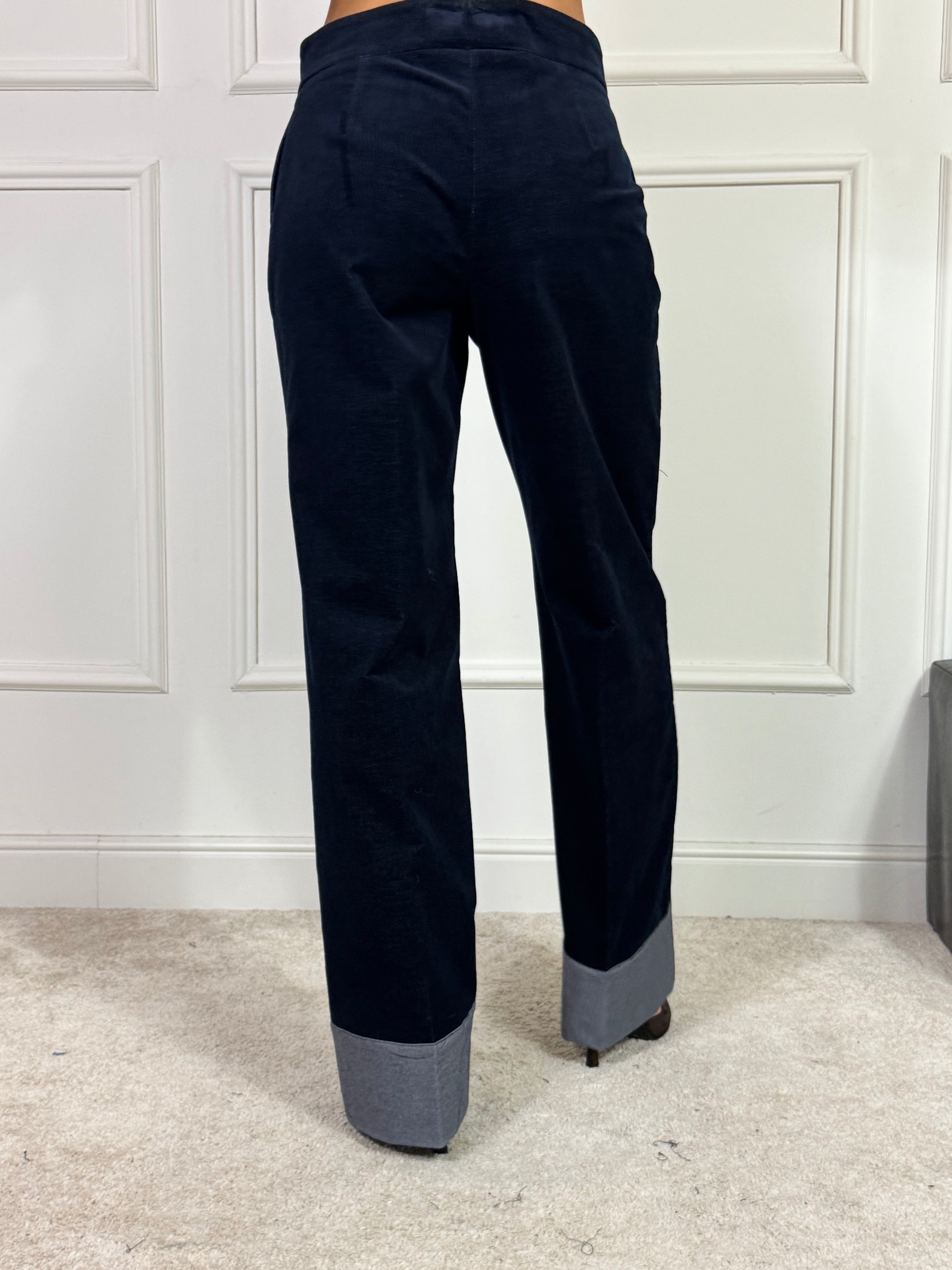 PANTALONE Rinascimento VELLUTO blu notte bottone oro