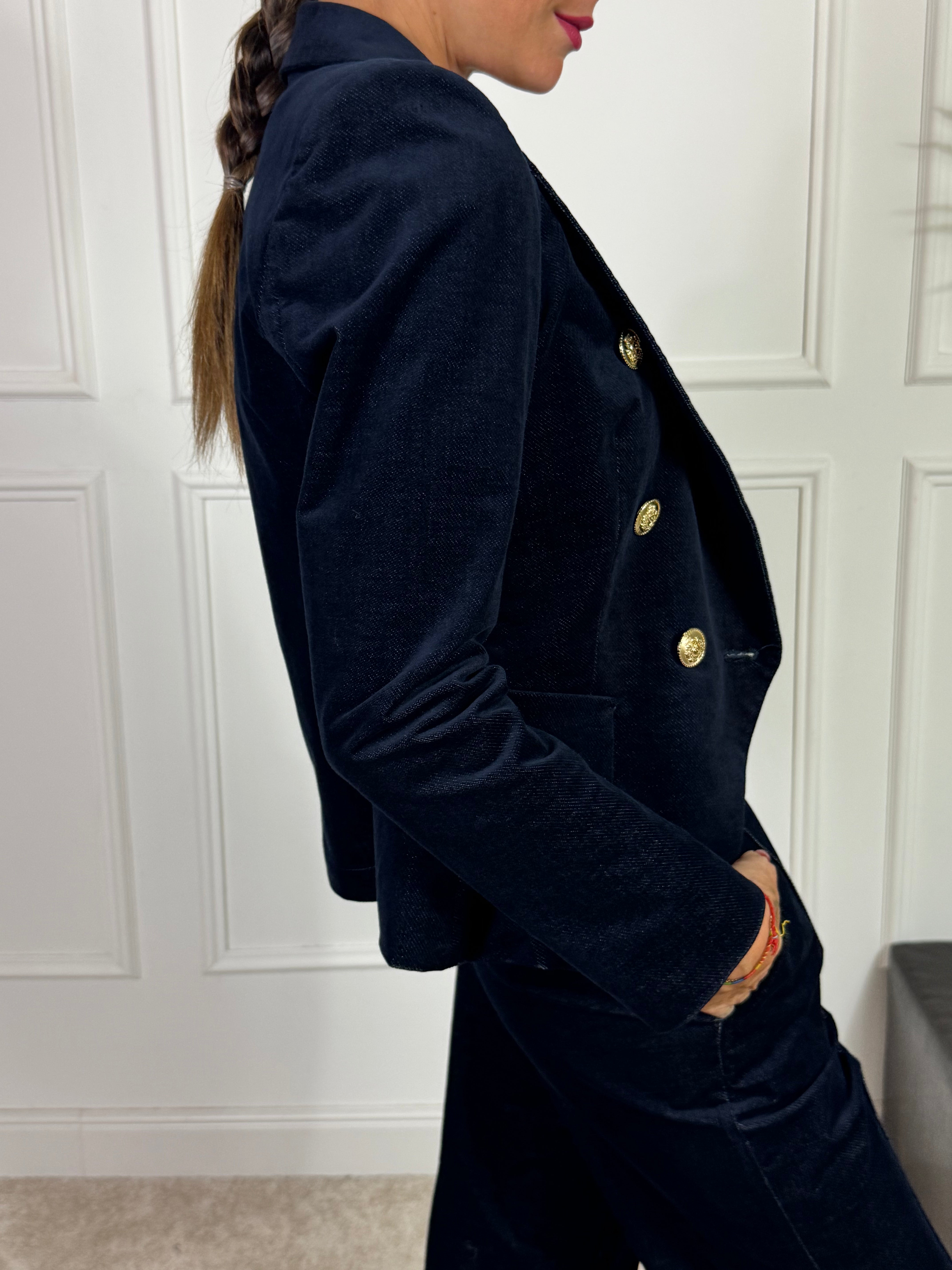 GIACCA BLAZER Rinascimento VELLUTO blu notte bottoni oro